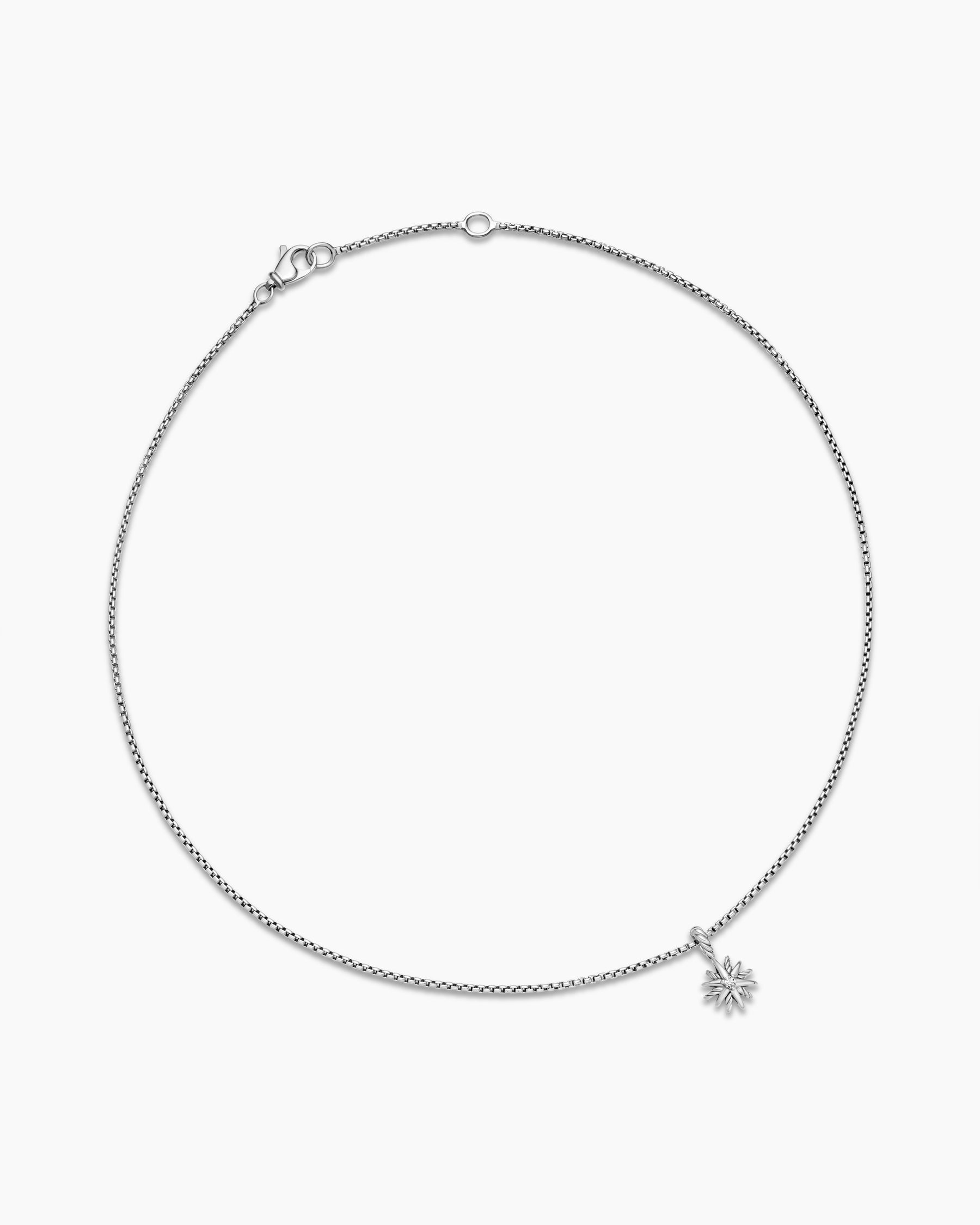 Alternative view of Starburst Teen Necklace in Sterling Silver with Center Diamond, 8mm
