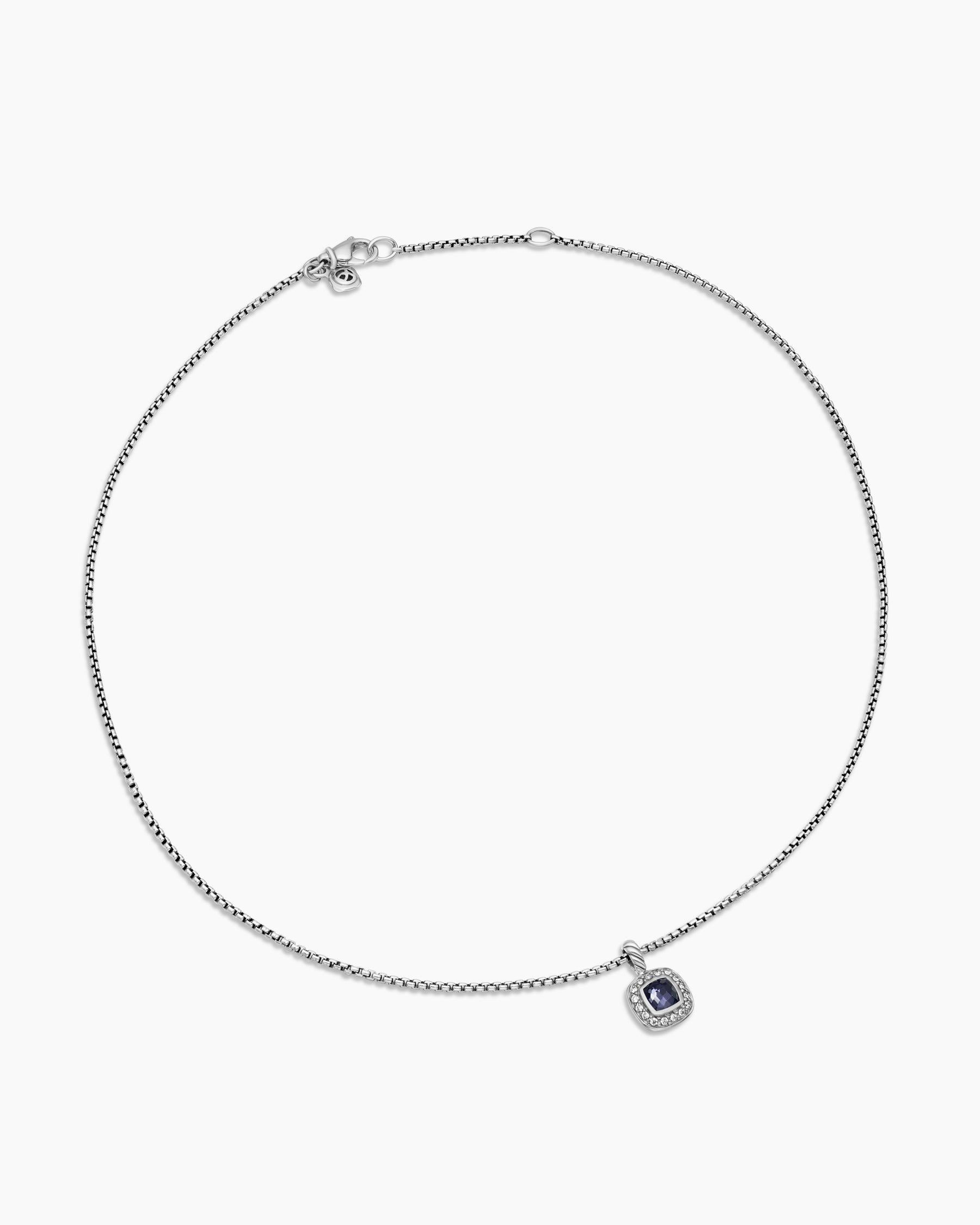 Alternative view of Albion Teen Pendant Necklace in Sterling Silver with Black Orchid and Diamonds, 4mm