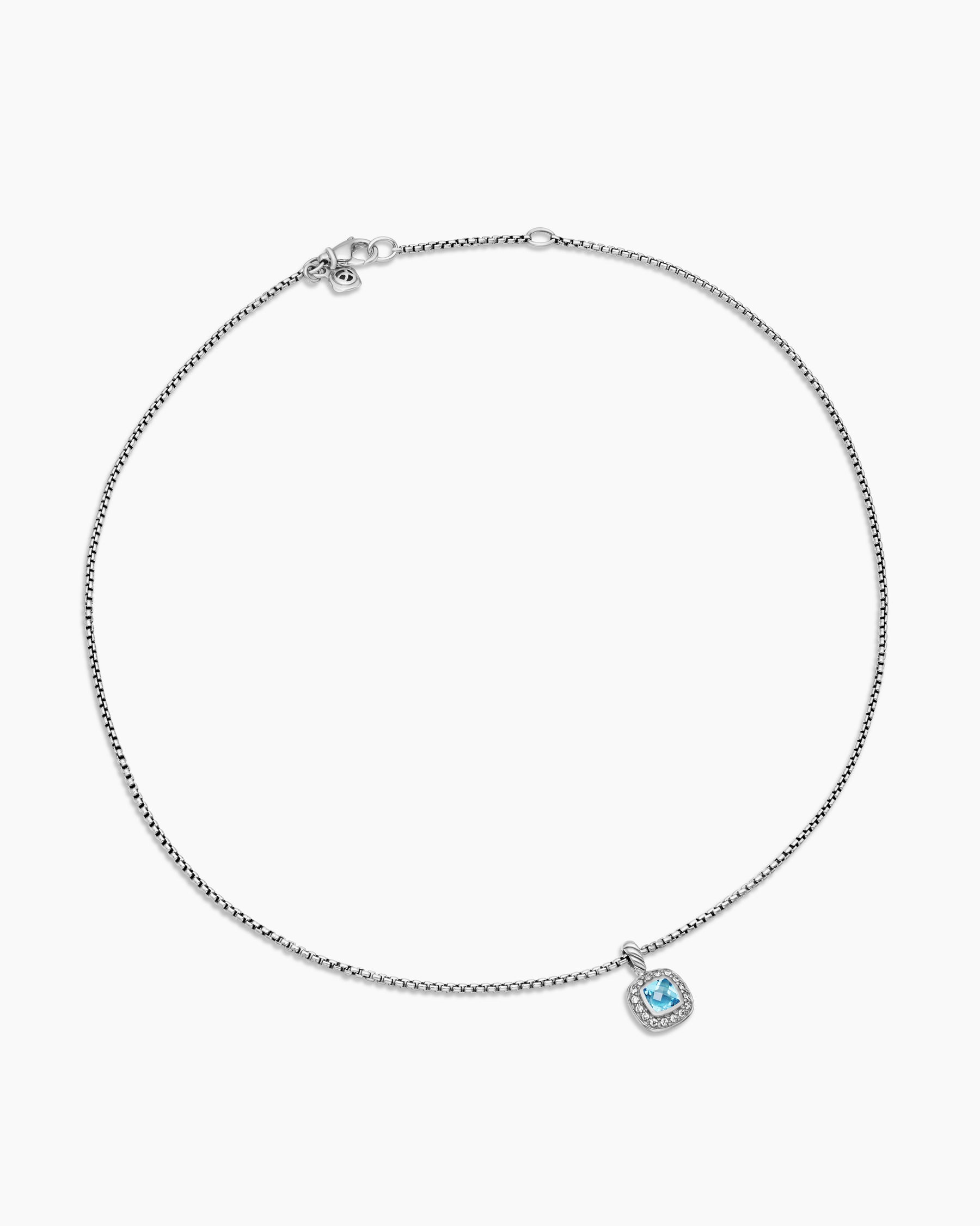 Alternative view of Albion Teen Pendant Necklace in Sterling Silver with Blue Topaz and Diamonds, 4mm