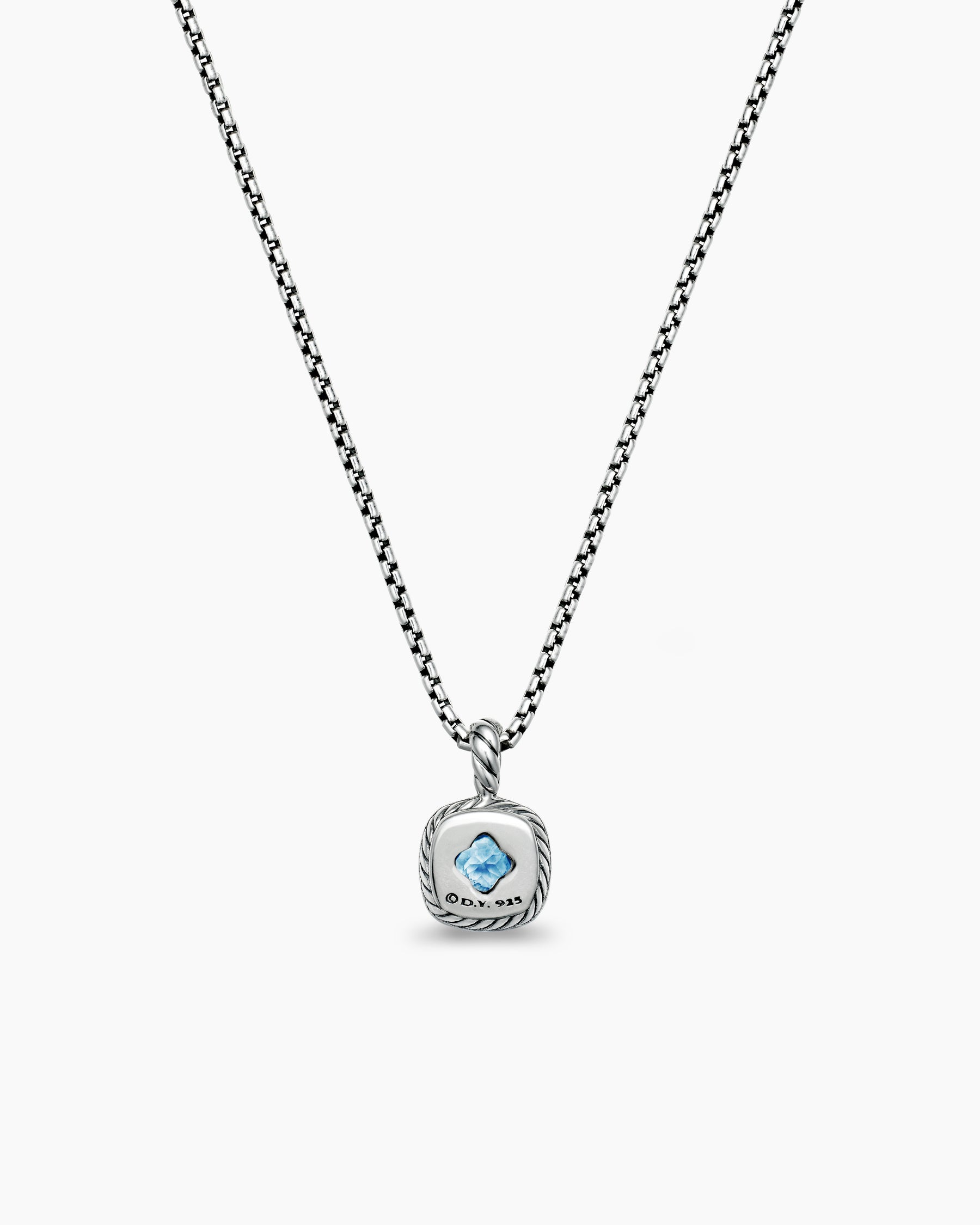 Albion Teen Pendant Necklace in Sterling Silver with Blue Topaz and Diamonds, 4mm - Image 3