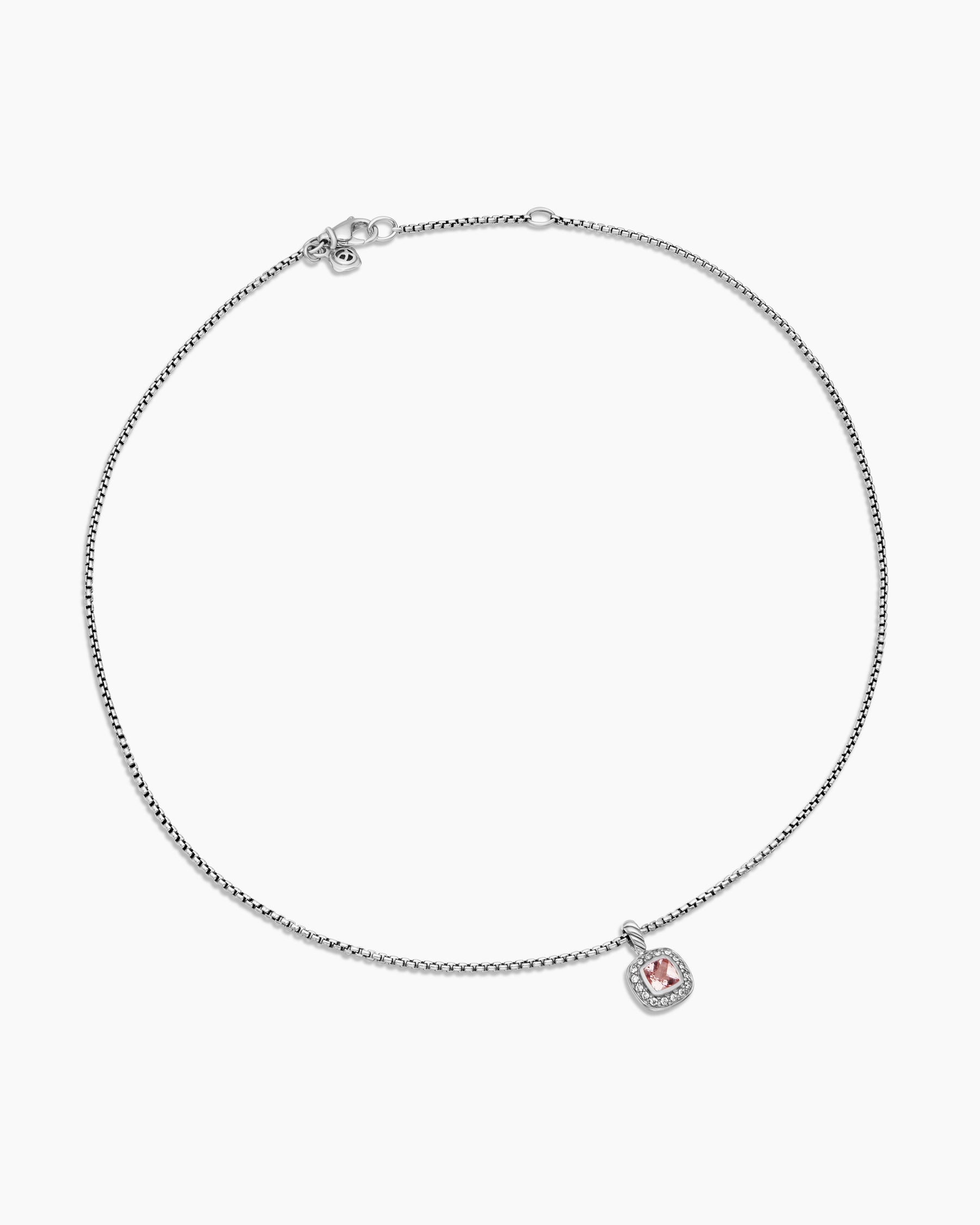 Alternative view of Albion Teen Pendant Necklace in Sterling Silver with Morganite and Diamonds, 4mm