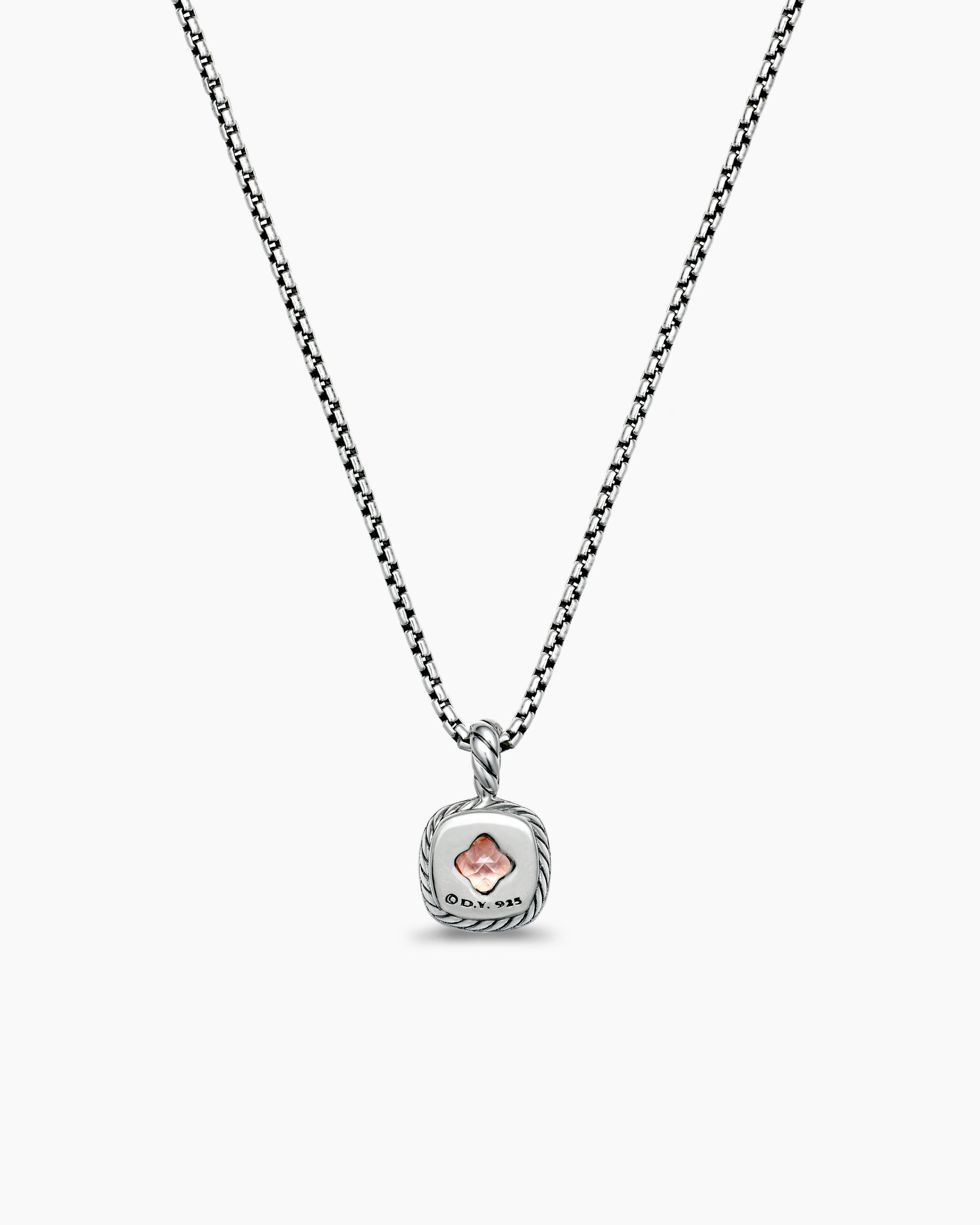 Albion Teen Pendant Necklace in Sterling Silver with Morganite and Diamonds, 4mm - Image 3