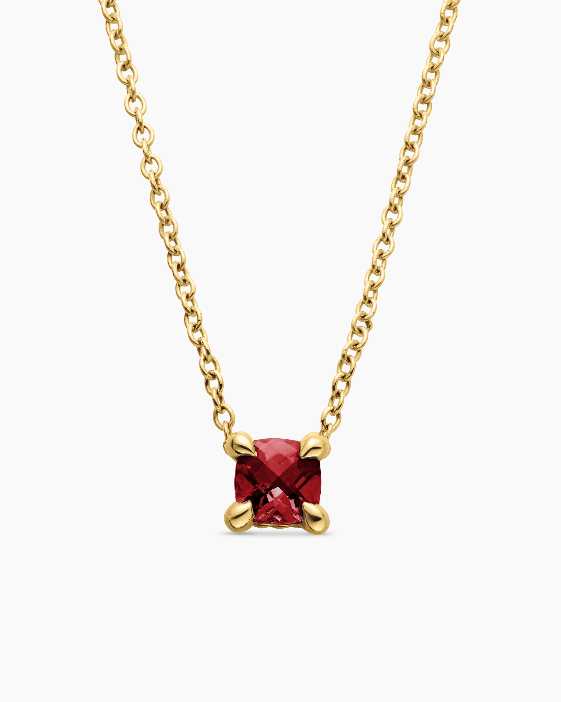 Chatelaine Teen Necklace in 18K Yellow Gold with Garnet, 4mm