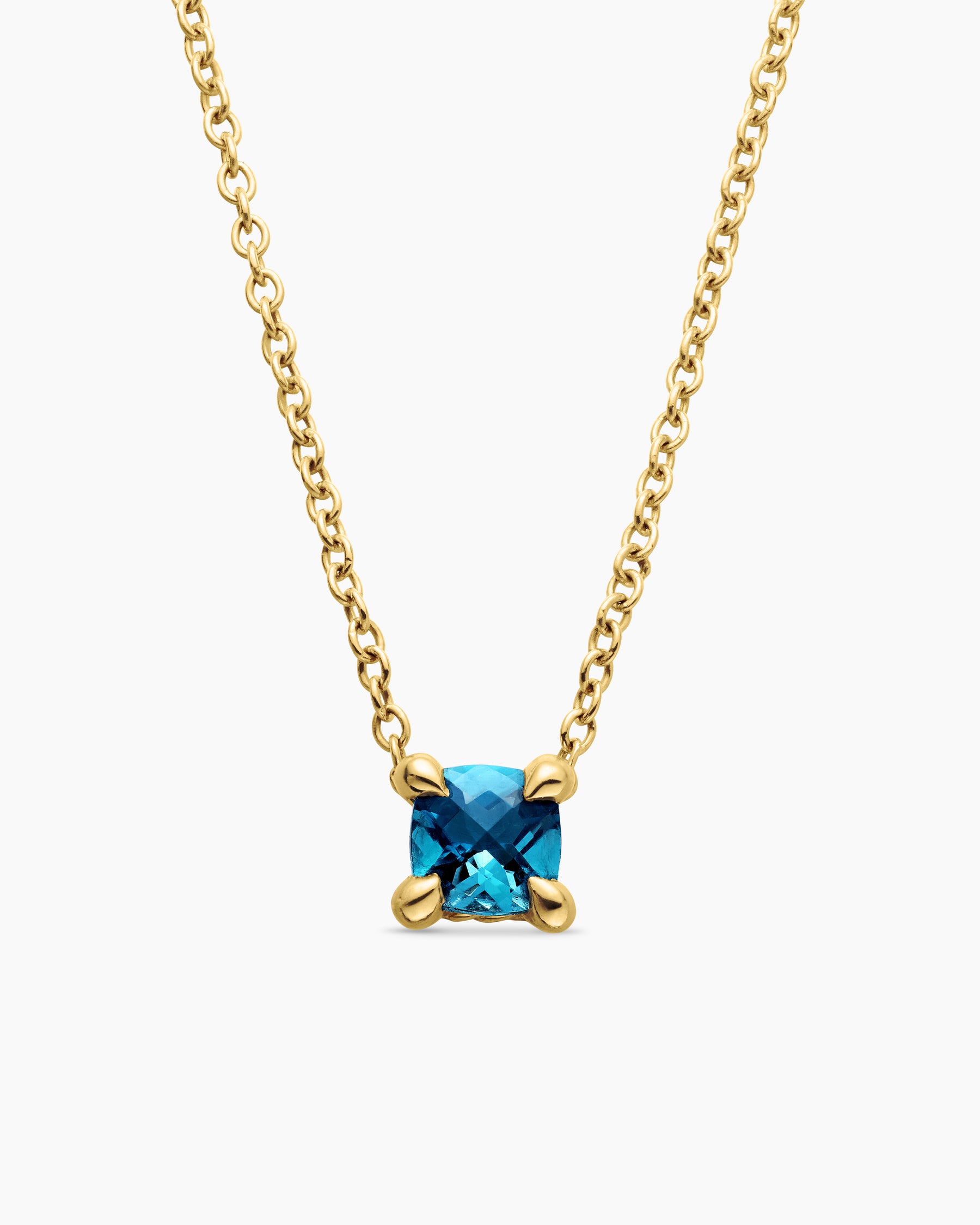 Chatelaine Teen Necklace in 18K Yellow Gold with Hampton Blue Topaz, 4mm