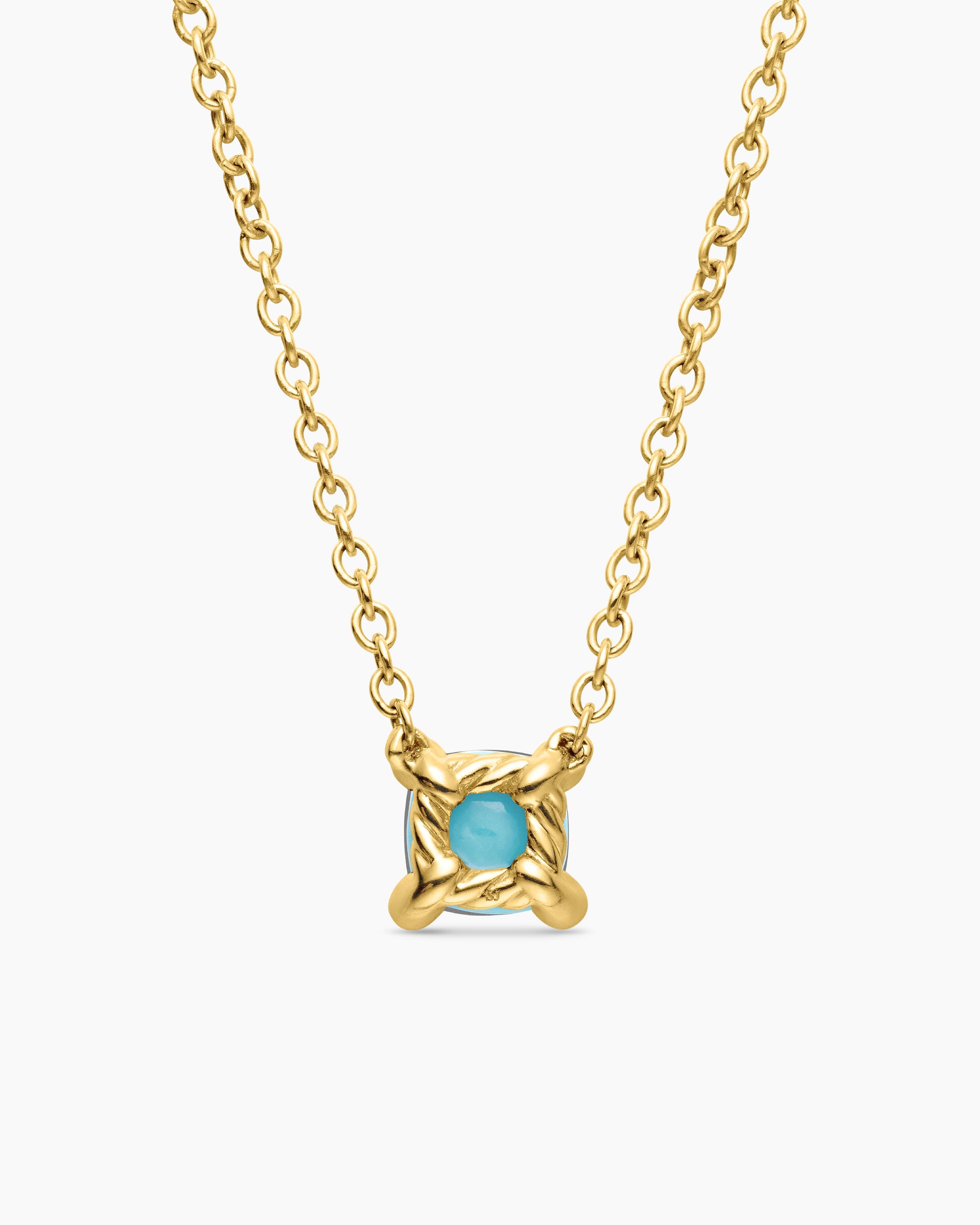 Chatelaine Teen Necklace in 18K Yellow Gold with Turquoise, 4mm - Image 3