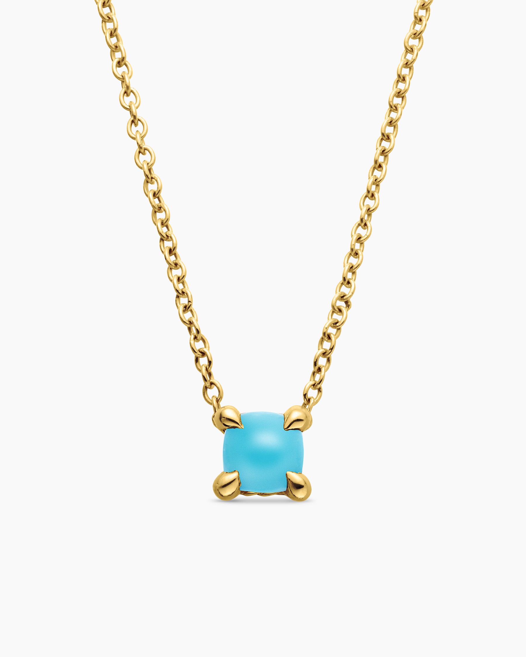 Chatelaine Teen Necklace in 18K Yellow Gold with Turquoise, 4mm