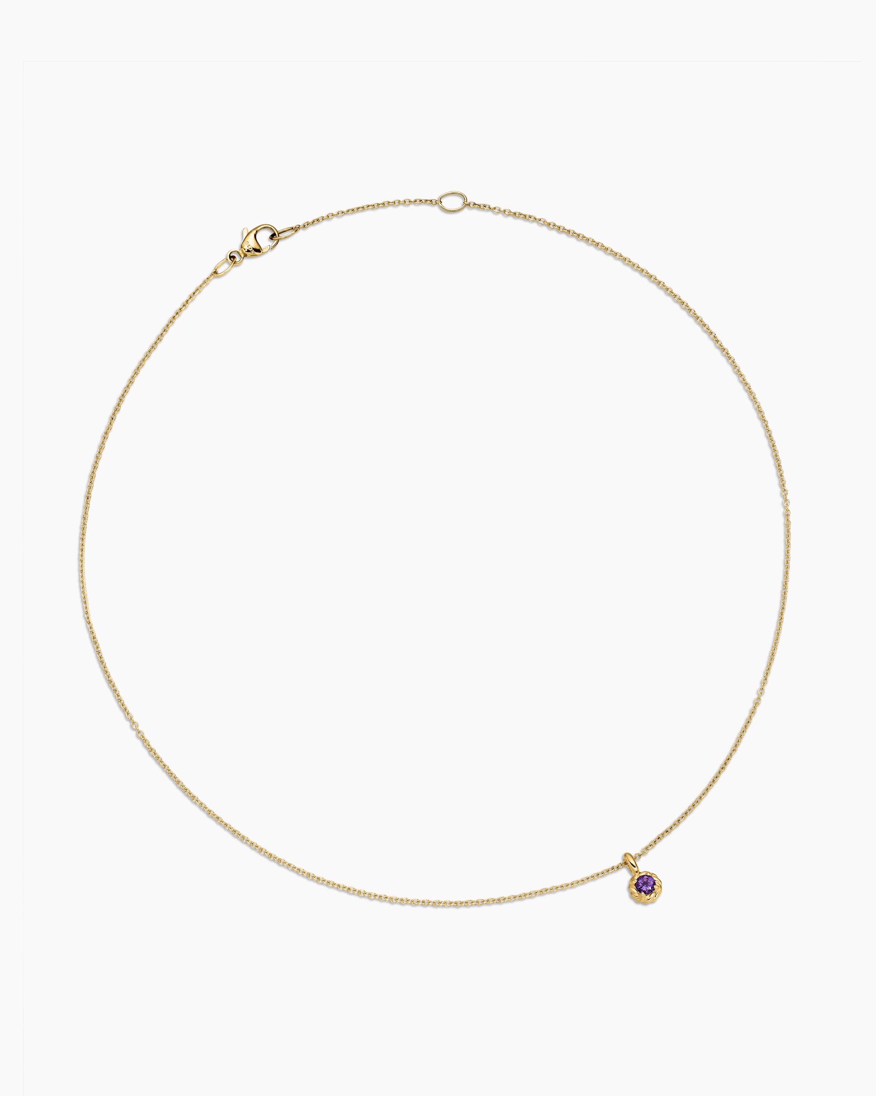Alternative view of Cable Collectibles Teen Birthstone Necklace in 18K Yellow Gold with Amethyst, 3mm