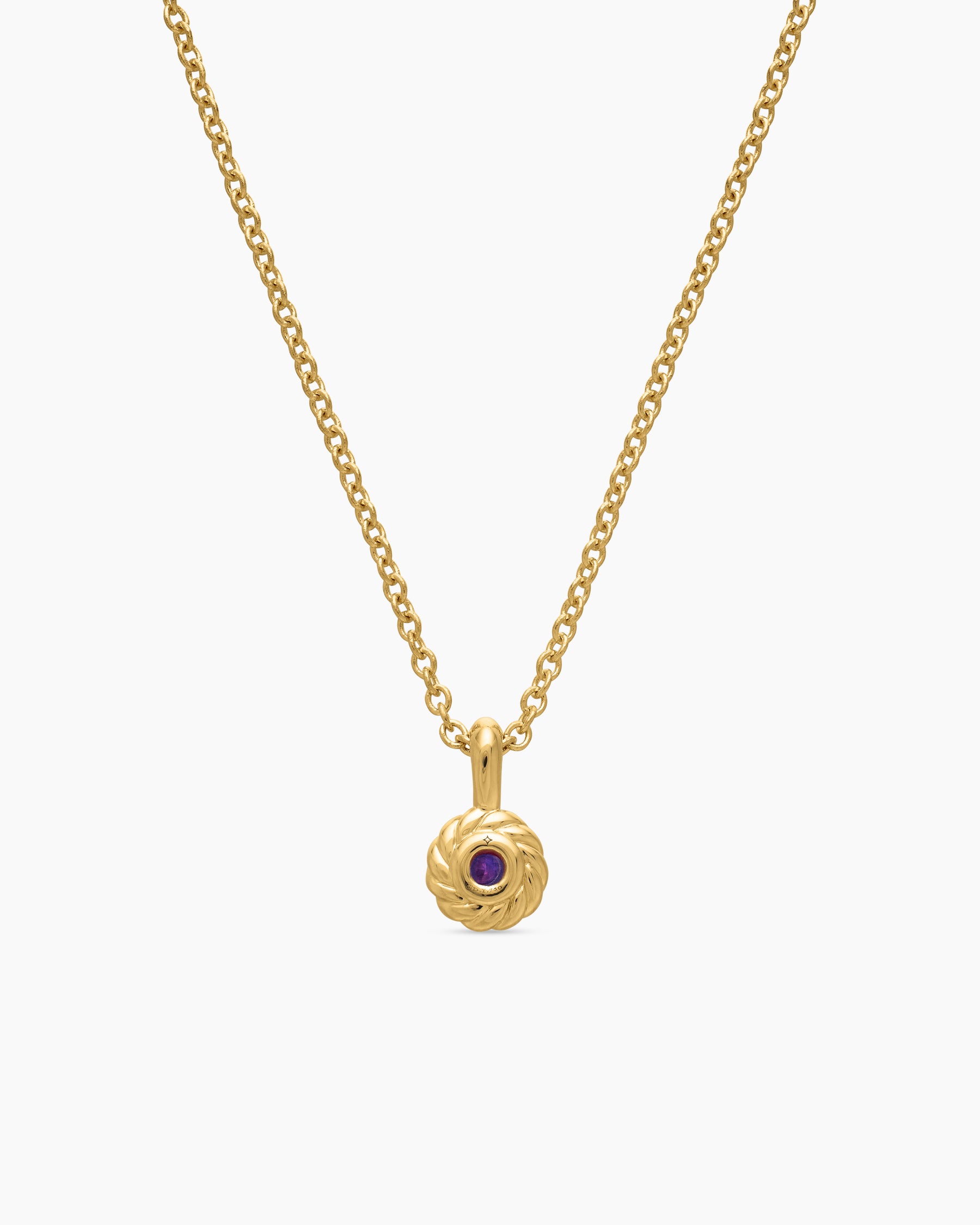 Cable Collectibles Teen Birthstone Necklace in 18K Yellow Gold with Amethyst, 3mm - Image 3