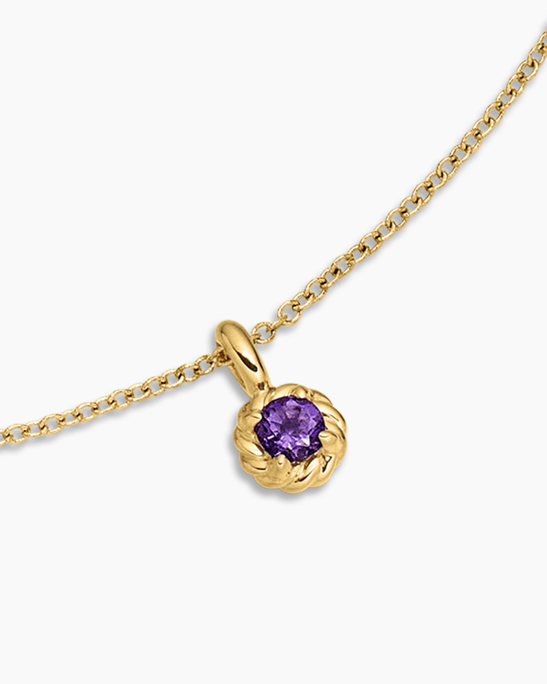 Cable Collectibles Teen Birthstone Necklace in 18K Yellow Gold with Amethyst, 3mm - Image 4