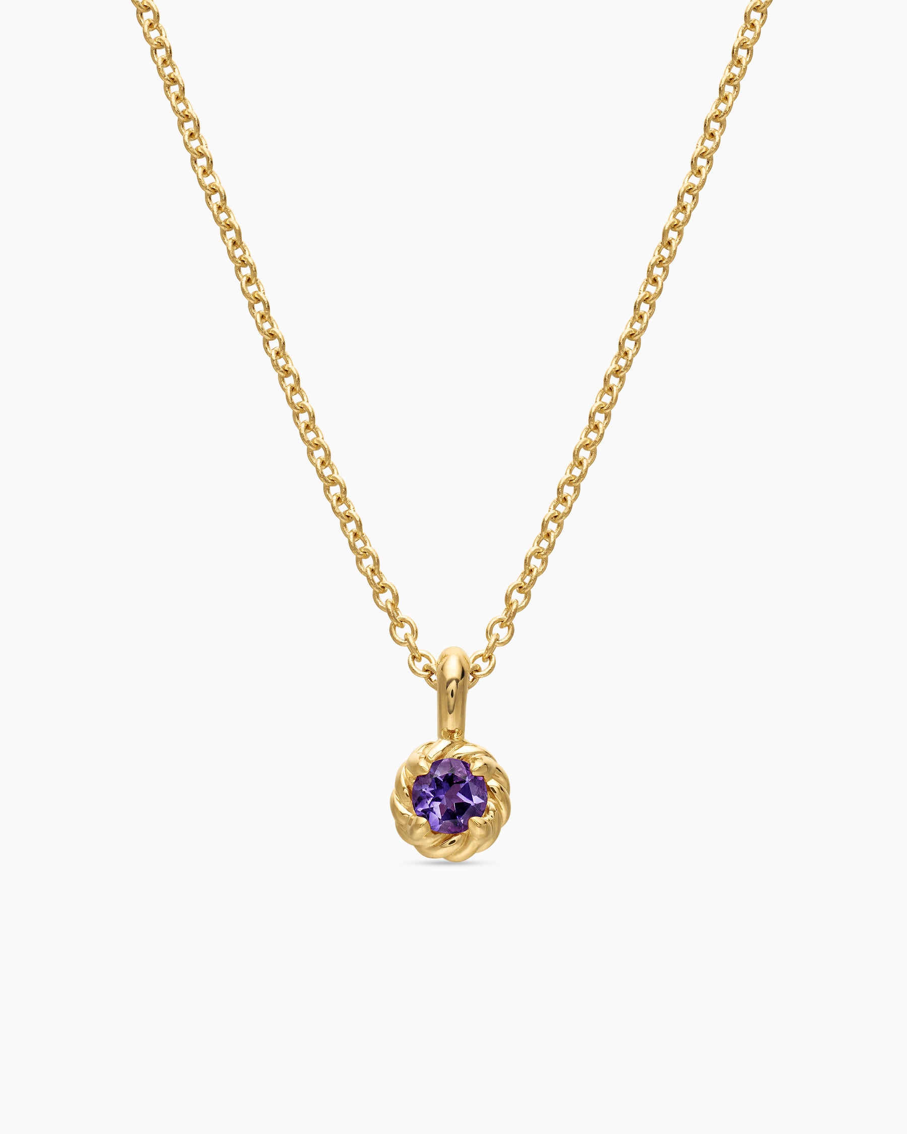 Cable Collectibles Teen Birthstone Necklace in 18K Yellow Gold with Amethyst, 3mm