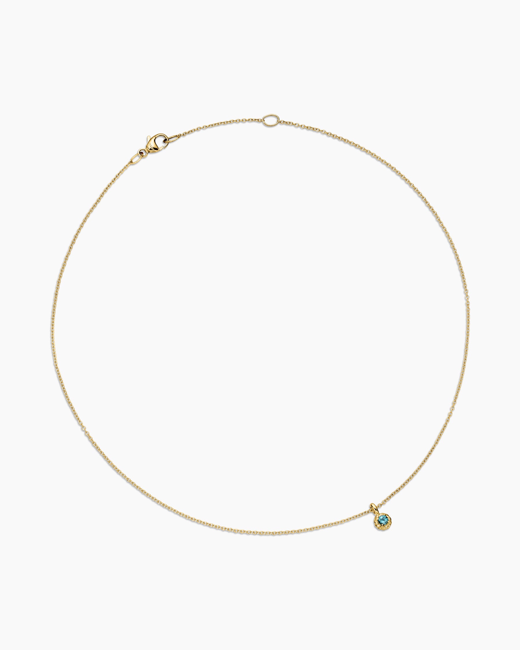 Alternative view of Cable Collectibles Teen Birthstone Necklace in 18K Yellow Gold with Aquamarine, 3mm