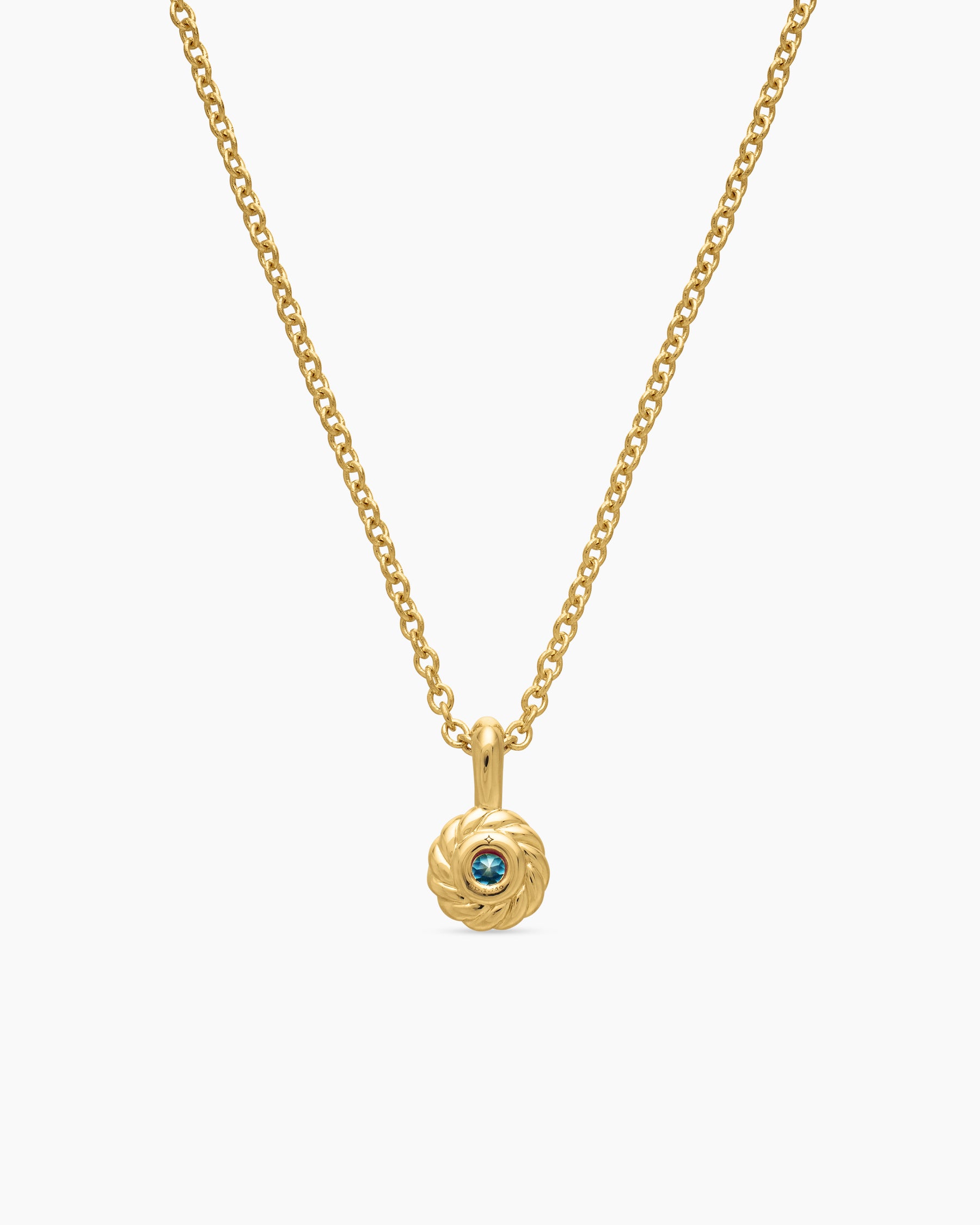 Cable Collectibles Teen Birthstone Necklace in 18K Yellow Gold with Aquamarine, 3mm - Image 3