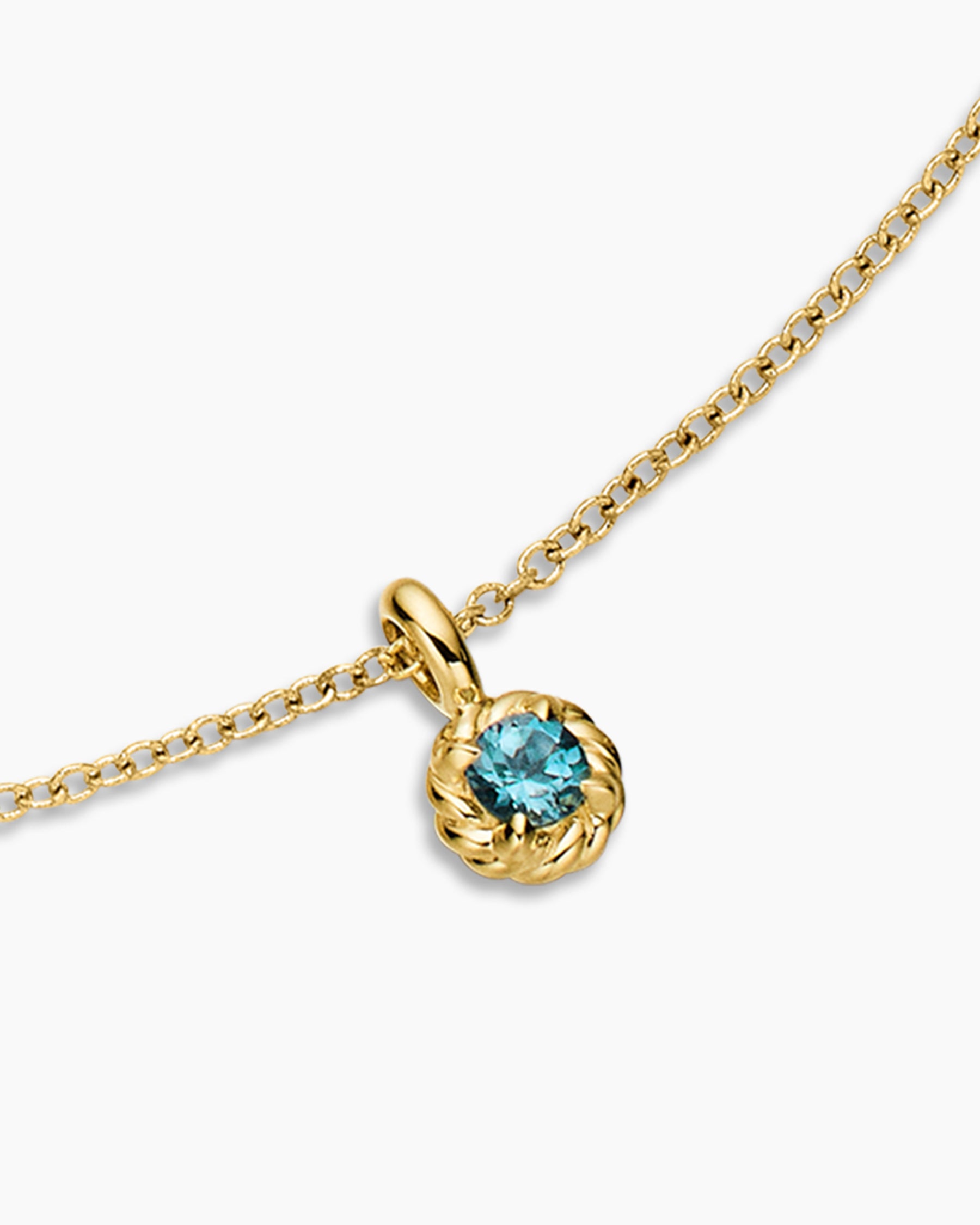 Cable Collectibles Teen Birthstone Necklace in 18K Yellow Gold with Aquamarine, 3mm - Image 4