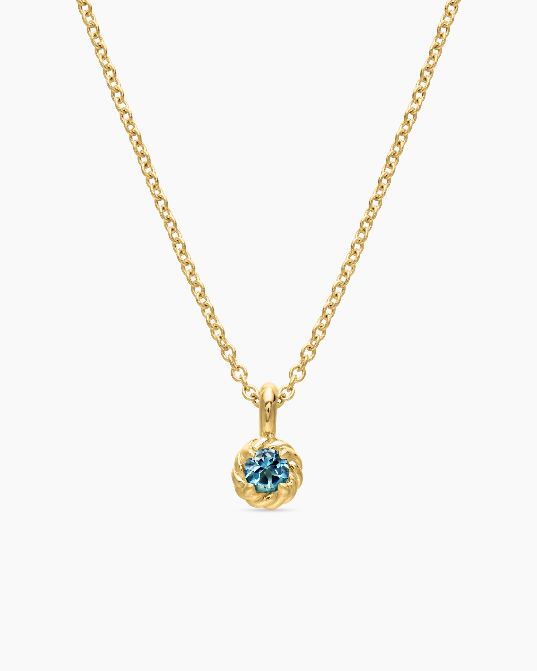 Cable Collectibles Teen Birthstone Necklace in 18K Yellow Gold with Aquamarine, 3mm