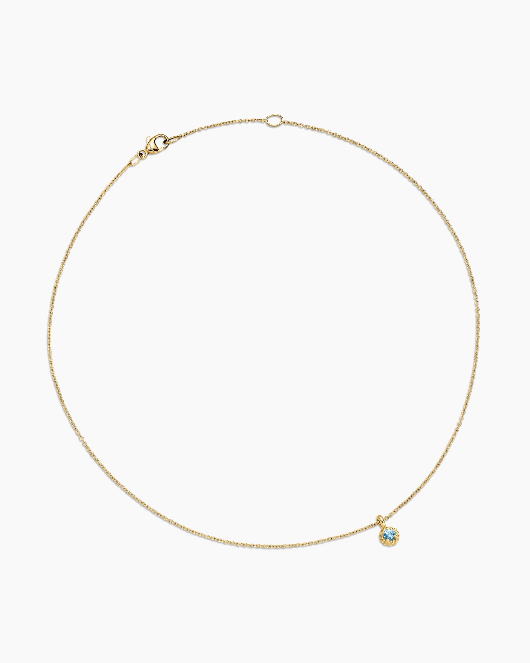 Alternative view of Cable Collectibles Teen Birthstone Necklace in 18K Yellow Gold with Blue Topaz, 3mm