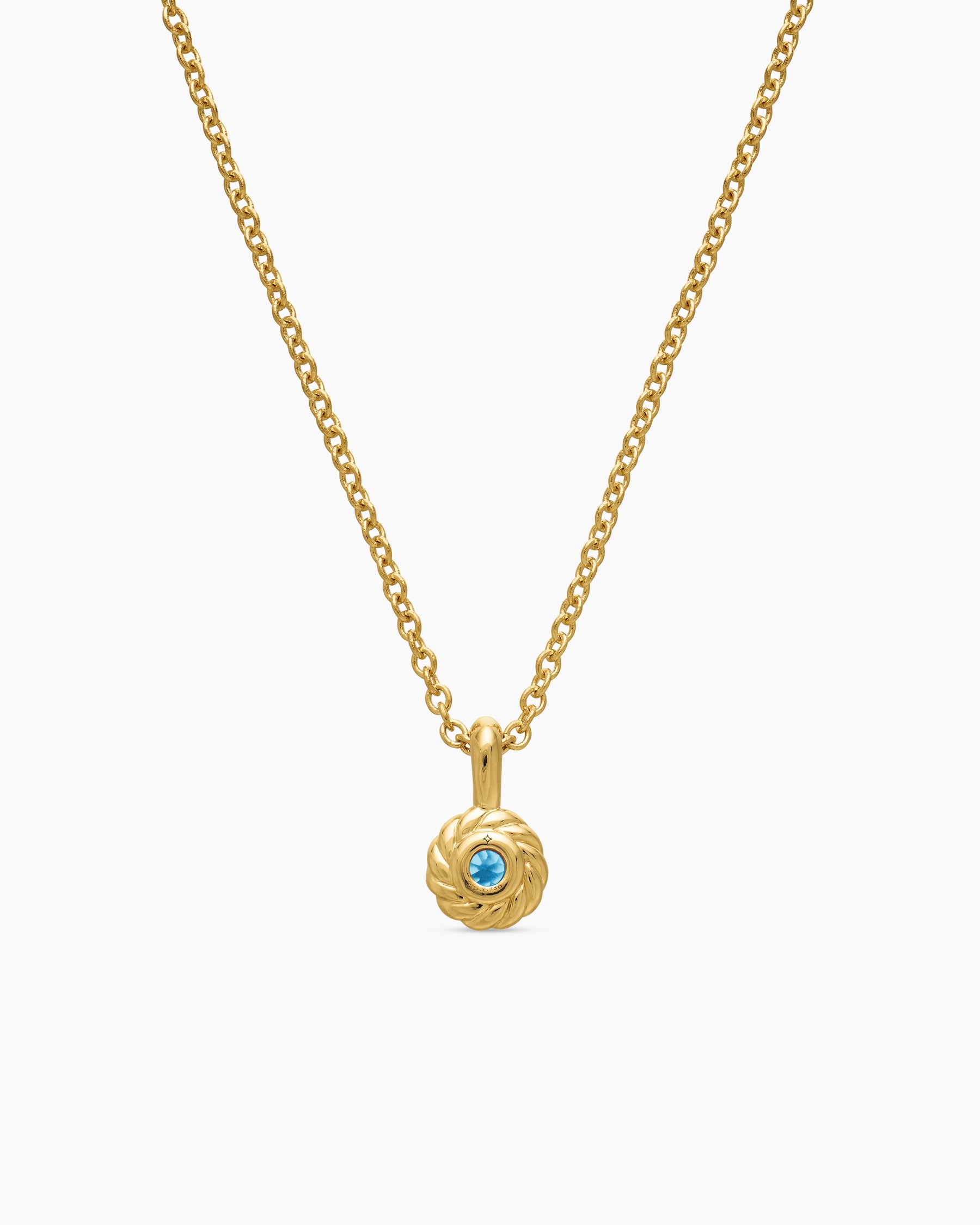 Cable Collectibles Teen Birthstone Necklace in 18K Yellow Gold with Blue Topaz, 3mm - Image 3