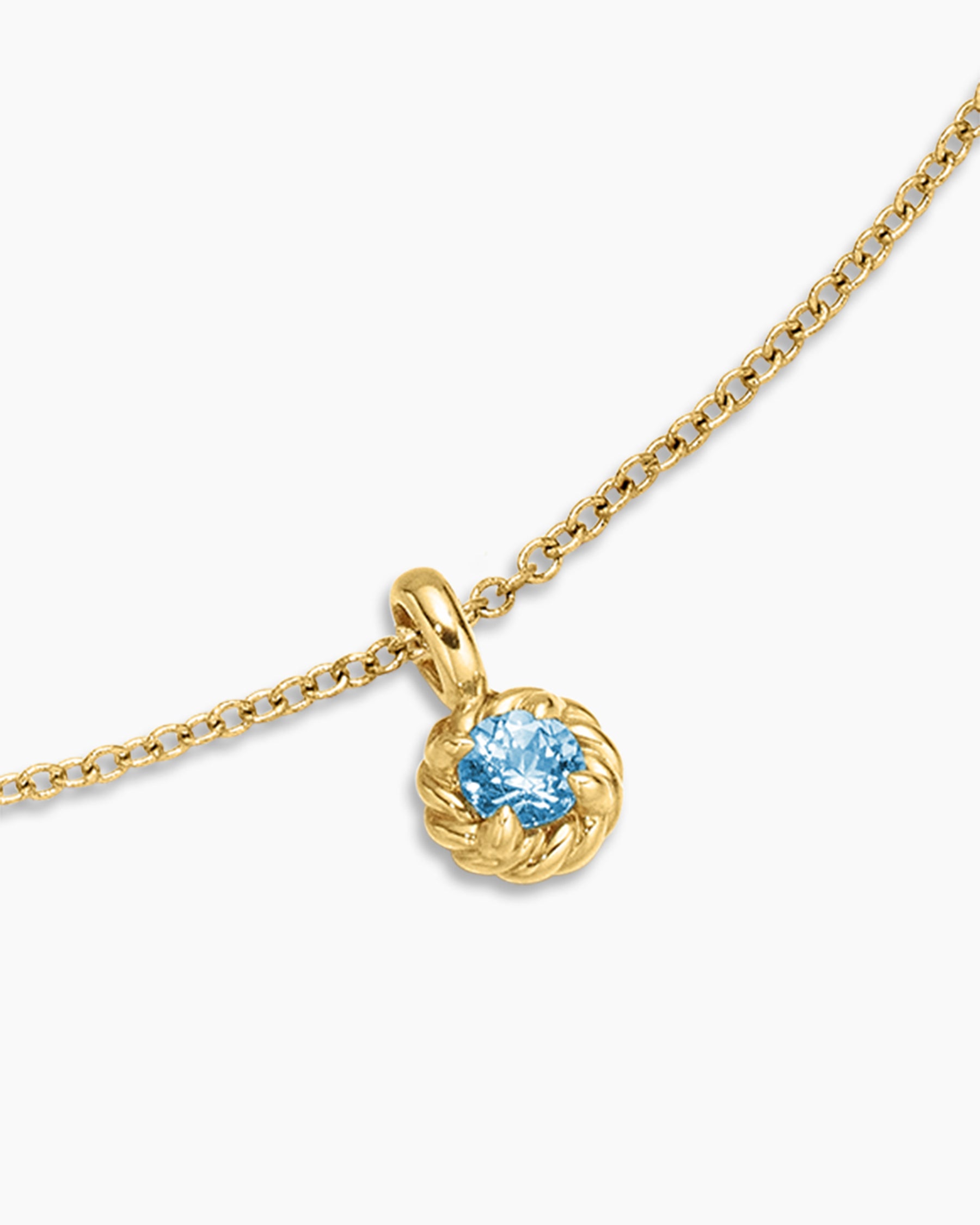 Cable Collectibles Teen Birthstone Necklace in 18K Yellow Gold with Blue Topaz, 3mm - Image 4