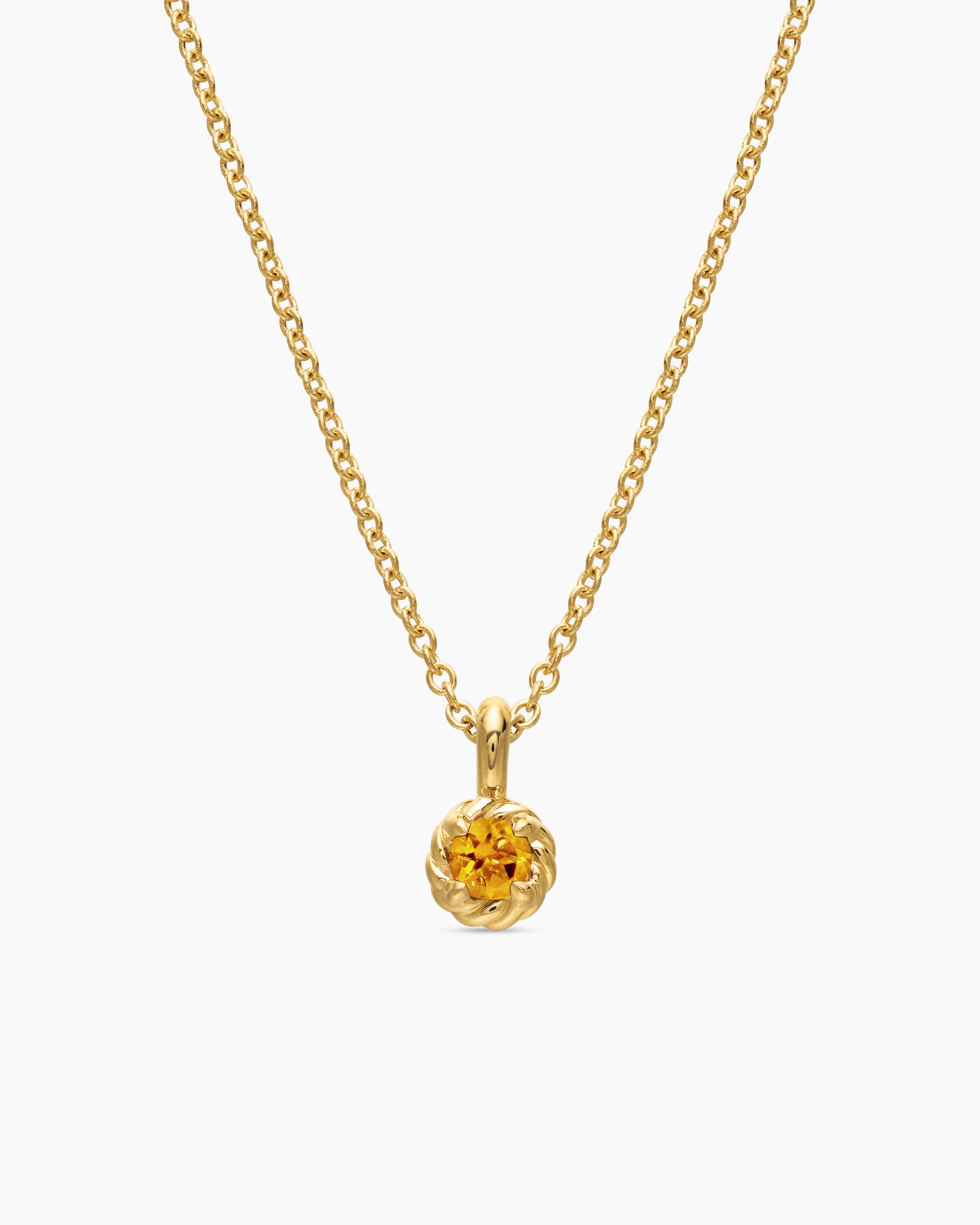 Cable Collectibles Teen Birthstone Necklace in 18K Yellow Gold with Citrine, 3mm