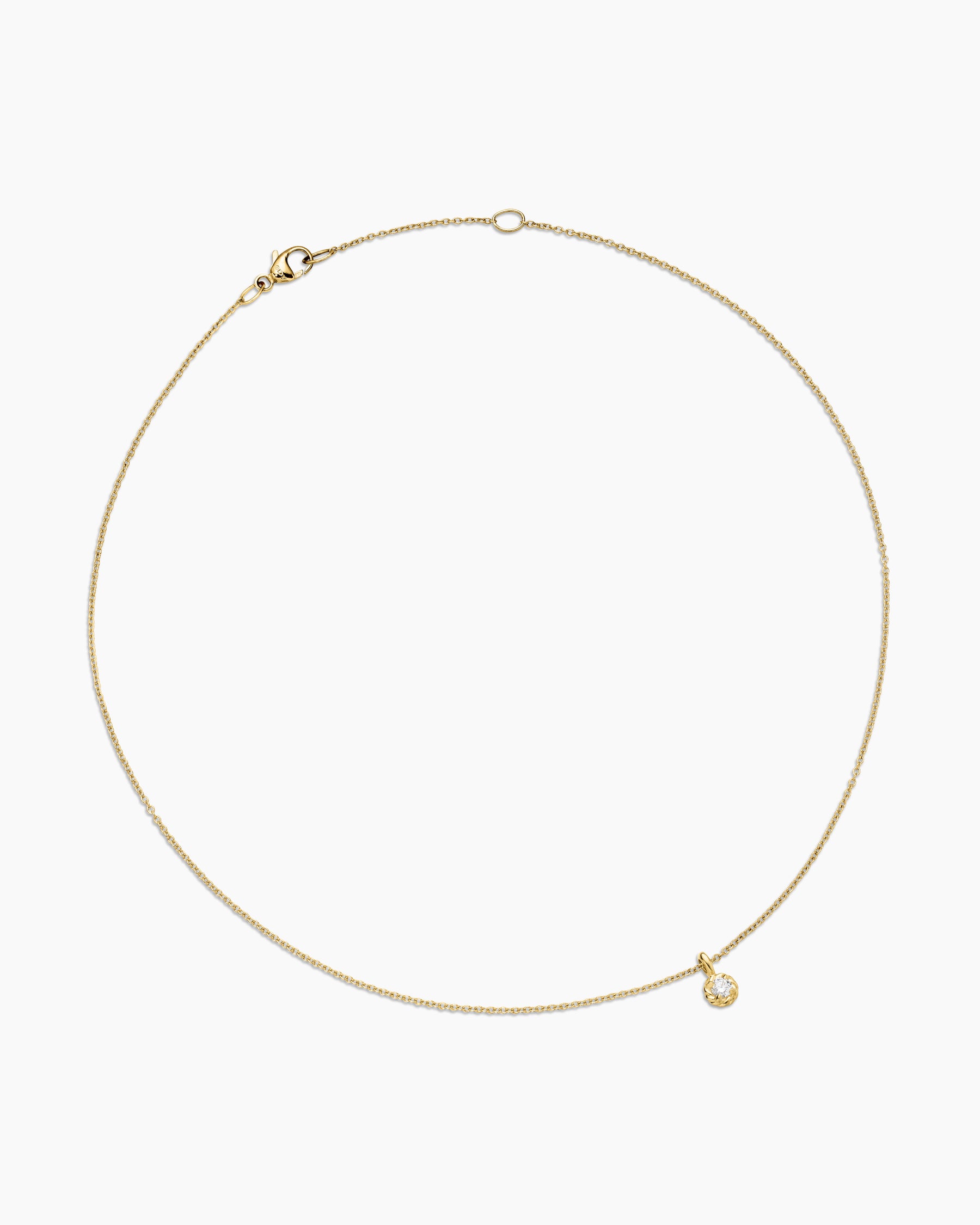 Alternative view of Cable Collectibles Teen Birthstone Necklace in 18K Yellow Gold with Center Diamond, 3mm