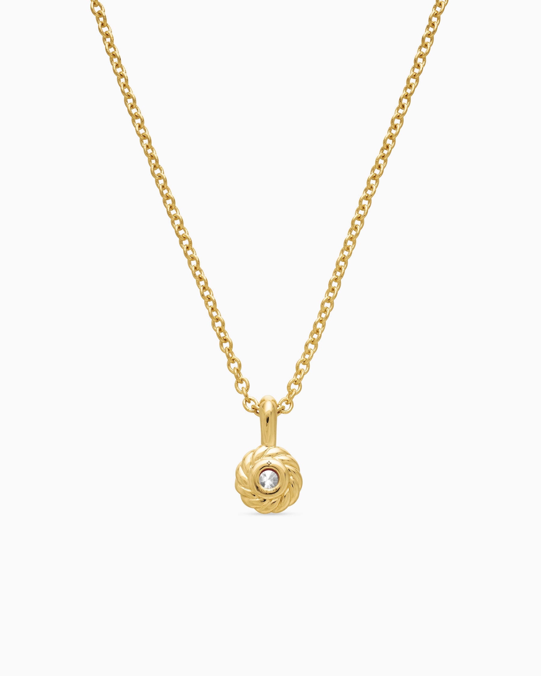 Cable Collectibles Teen Birthstone Necklace in 18K Yellow Gold with Center Diamond, 3mm - Image 3