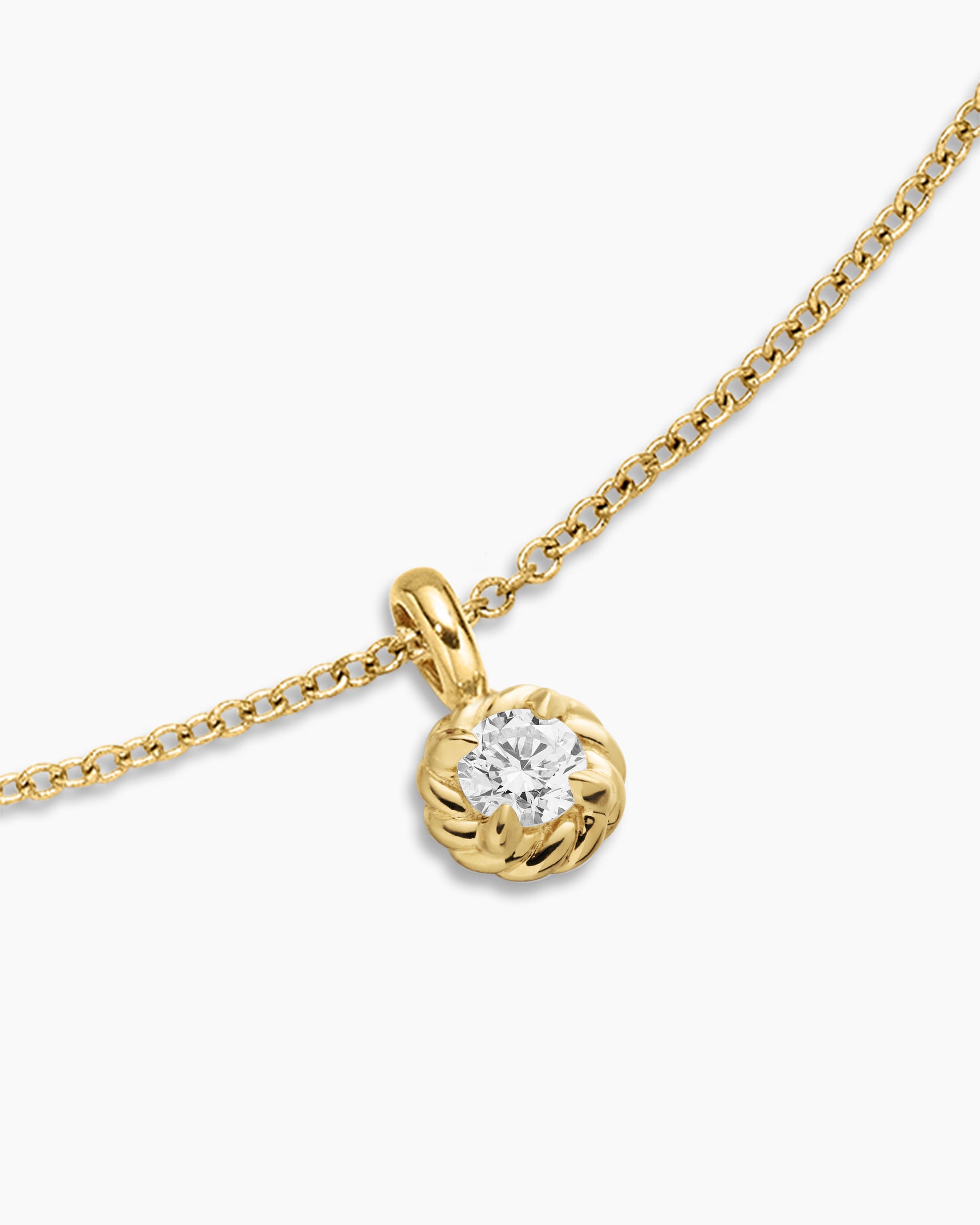 Cable Collectibles Teen Birthstone Necklace in 18K Yellow Gold with Center Diamond, 3mm - Image 4