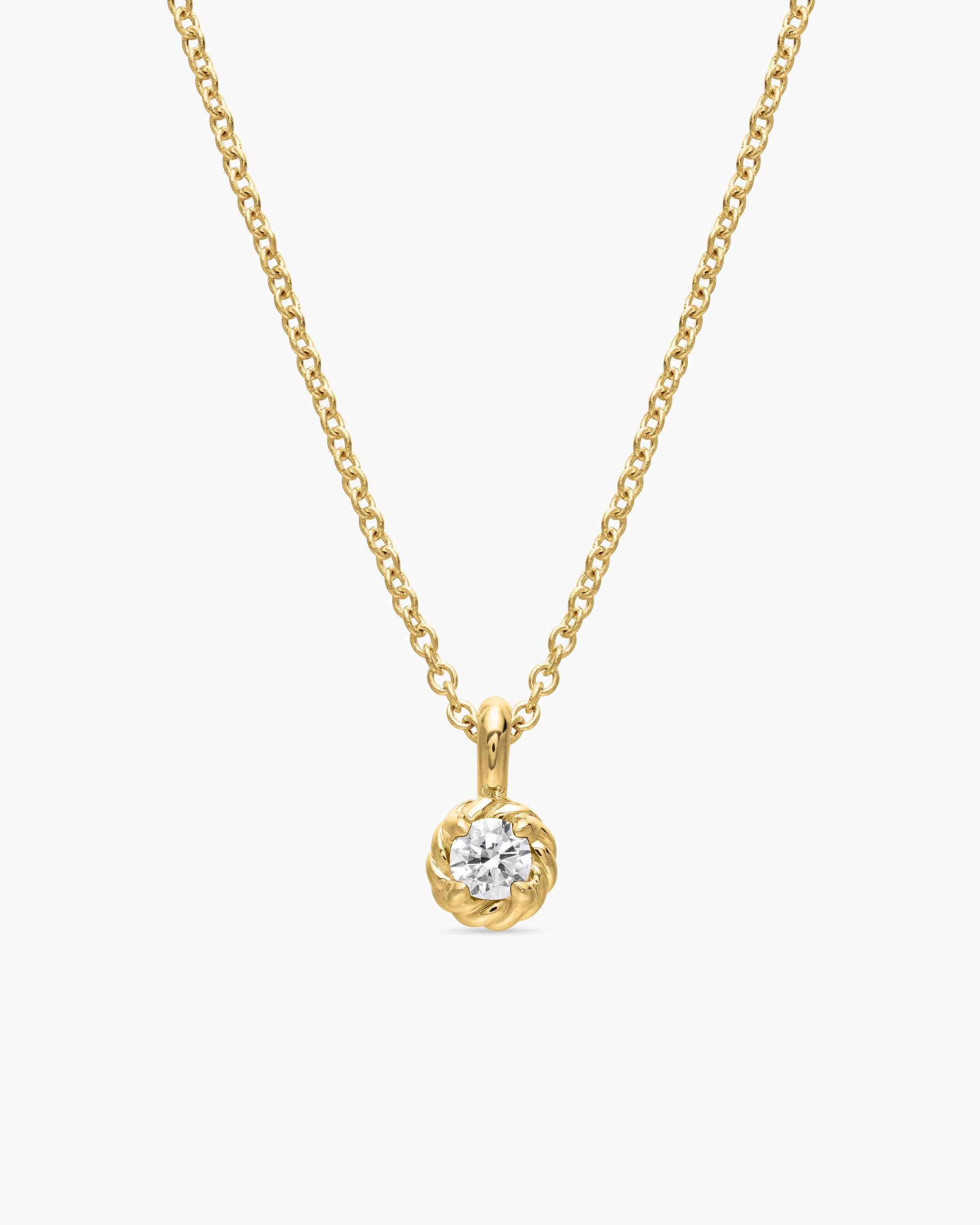 Cable Collectibles Teen Birthstone Necklace in 18K Yellow Gold with Center Diamond, 3mm
