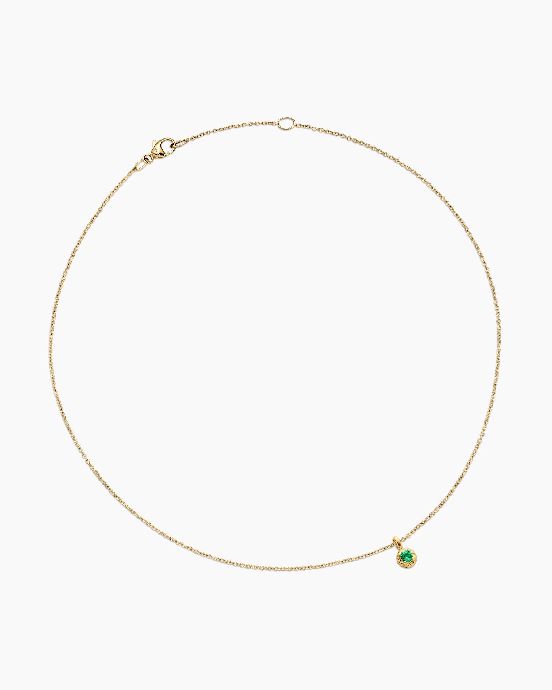 Alternative view of Cable Collectibles Teen Birthstone Necklace in 18K Yellow Gold with Emerald, 3mm