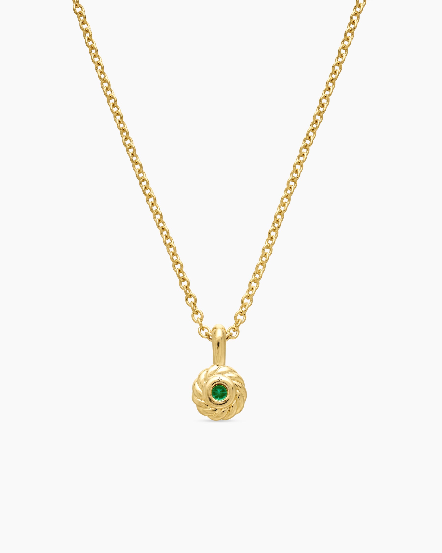 Cable Collectibles Teen Birthstone Necklace in 18K Yellow Gold with Emerald, 3mm - Image 3