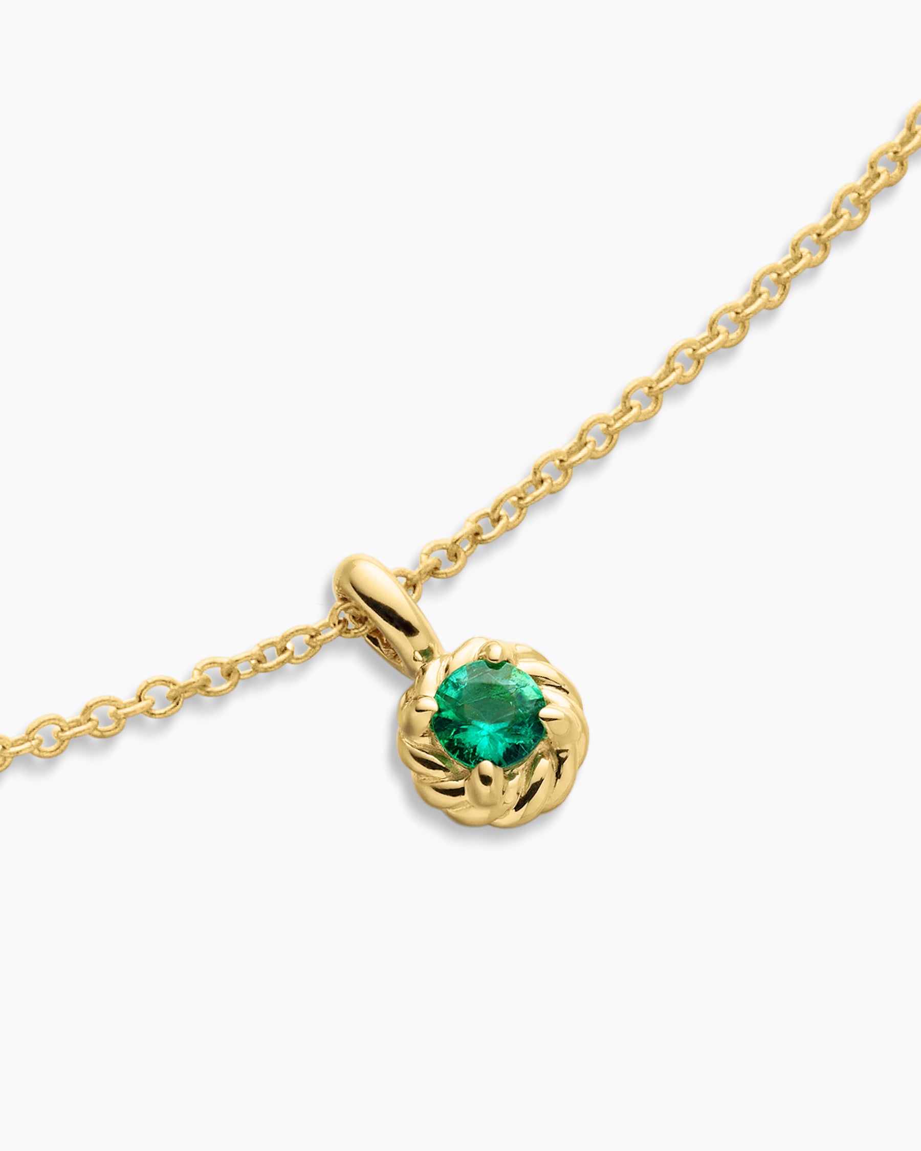 Cable Collectibles Teen Birthstone Necklace in 18K Yellow Gold with Emerald, 3mm - Image 4