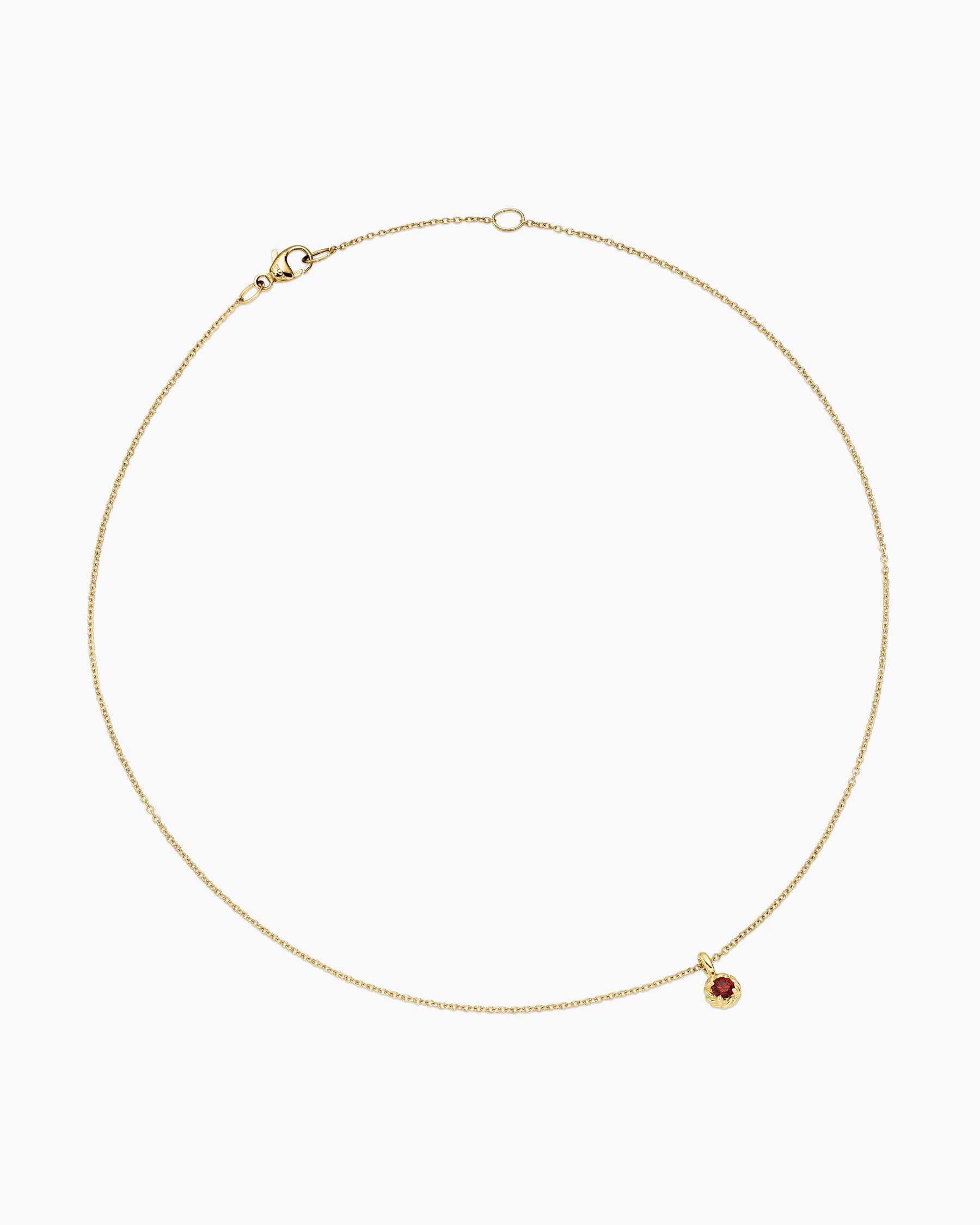 Alternative view of Cable Collectibles Teen Birthstone Necklace in 18K Yellow Gold with Garnet, 3mm