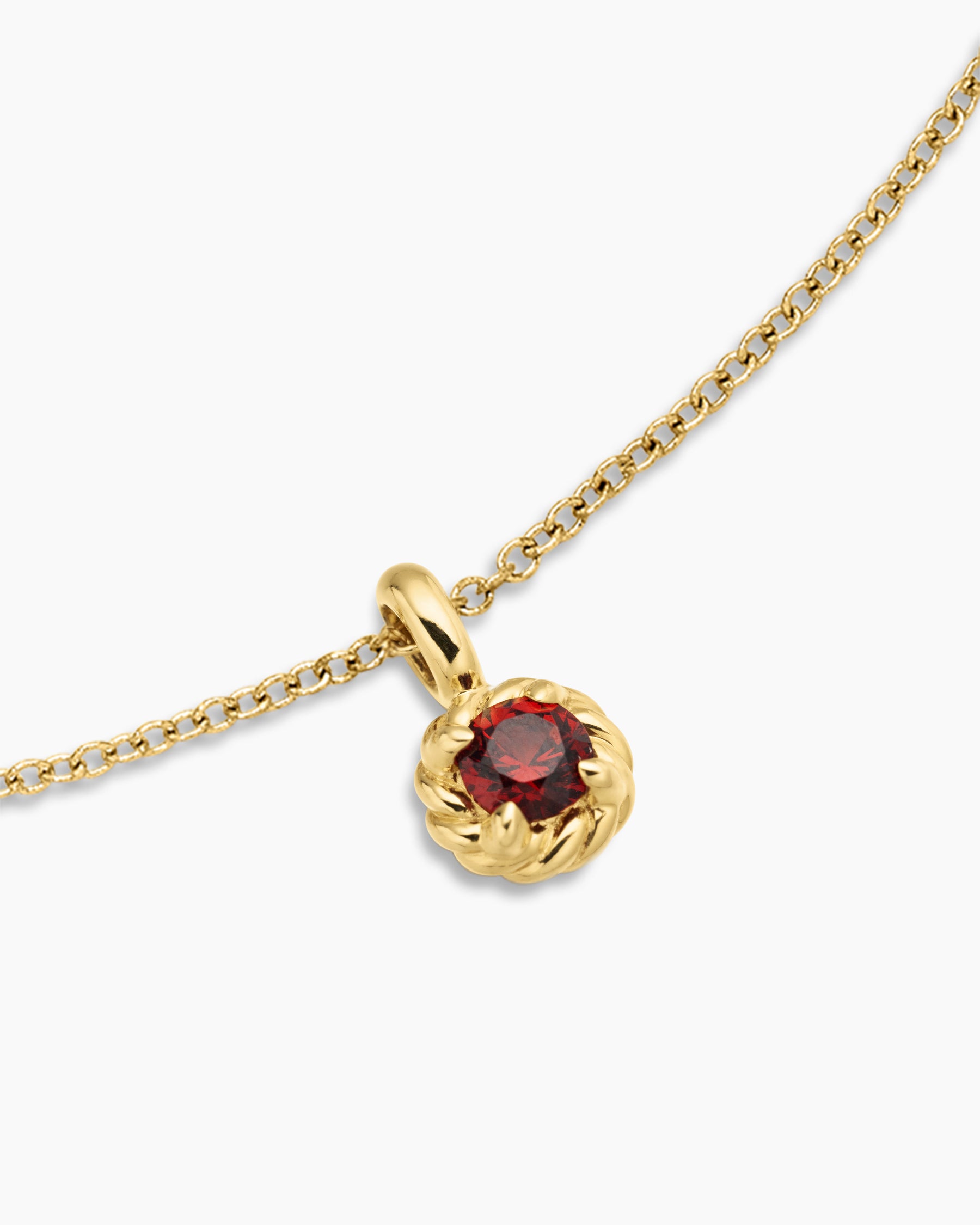 Cable Collectibles Teen Birthstone Necklace in 18K Yellow Gold with Garnet, 3mm - Image 4