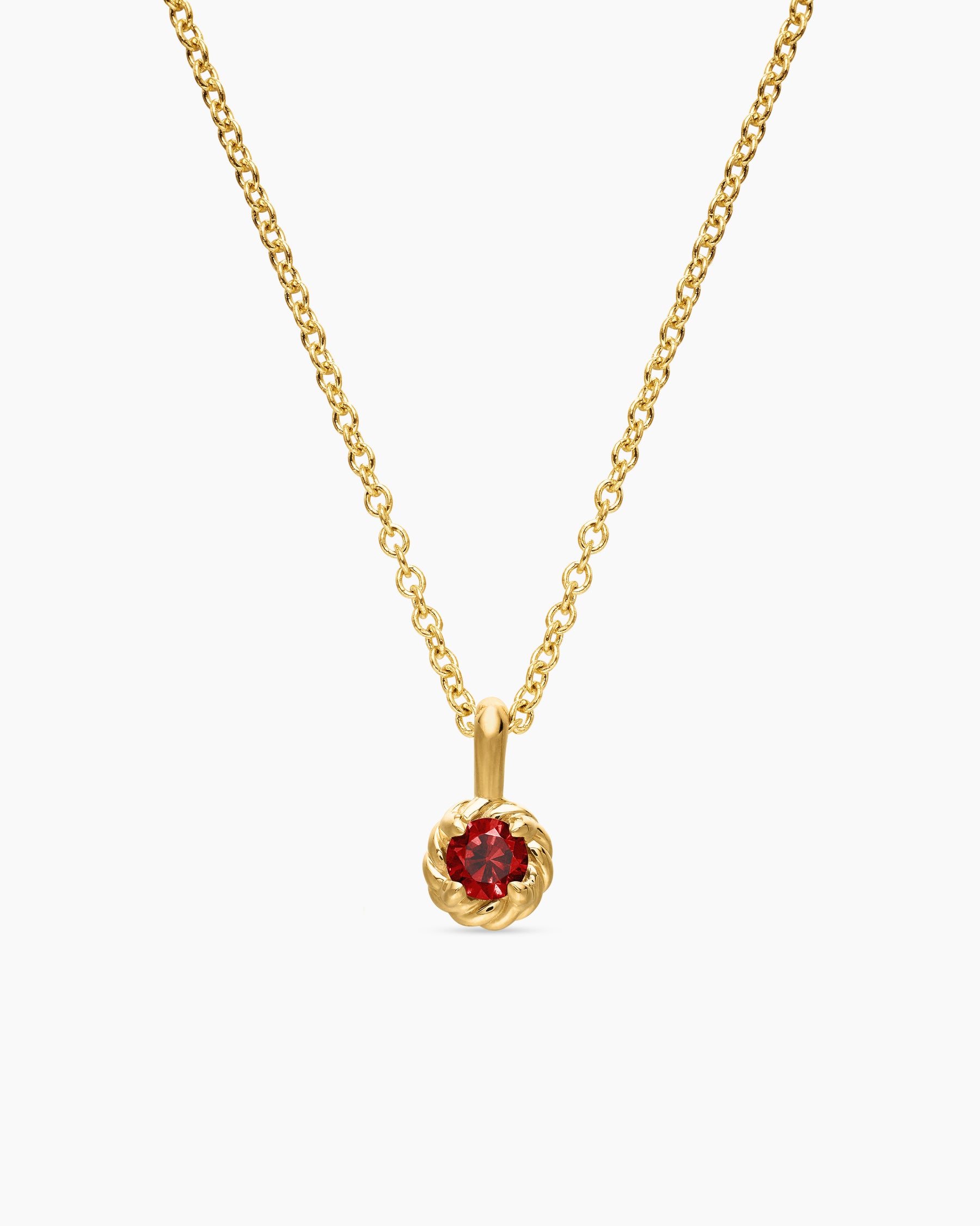 Cable Collectibles Teen Birthstone Necklace in 18K Yellow Gold with Garnet, 3mm