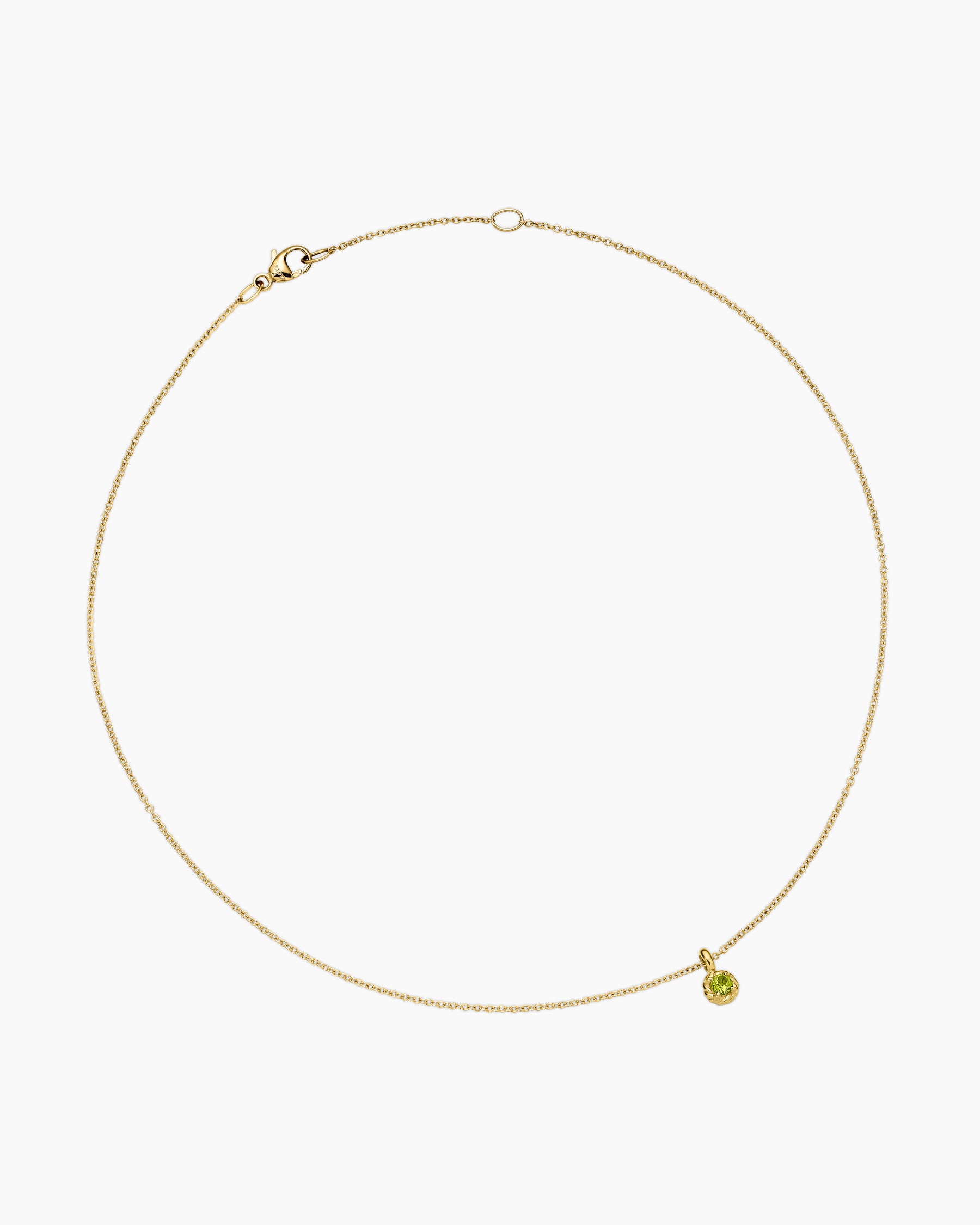 Alternative view of Cable Collectibles Teen Birthstone Necklace in 18K Yellow Gold with Peridot, 3mm