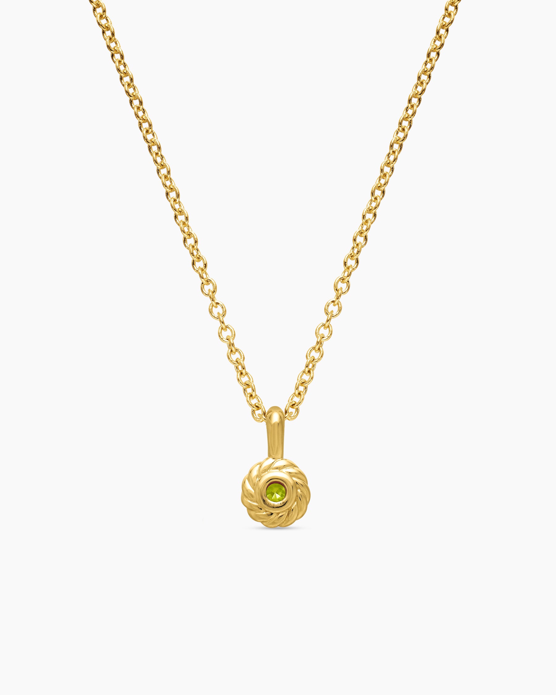 Cable Collectibles Teen Birthstone Necklace in 18K Yellow Gold with Peridot, 3mm - Image 3