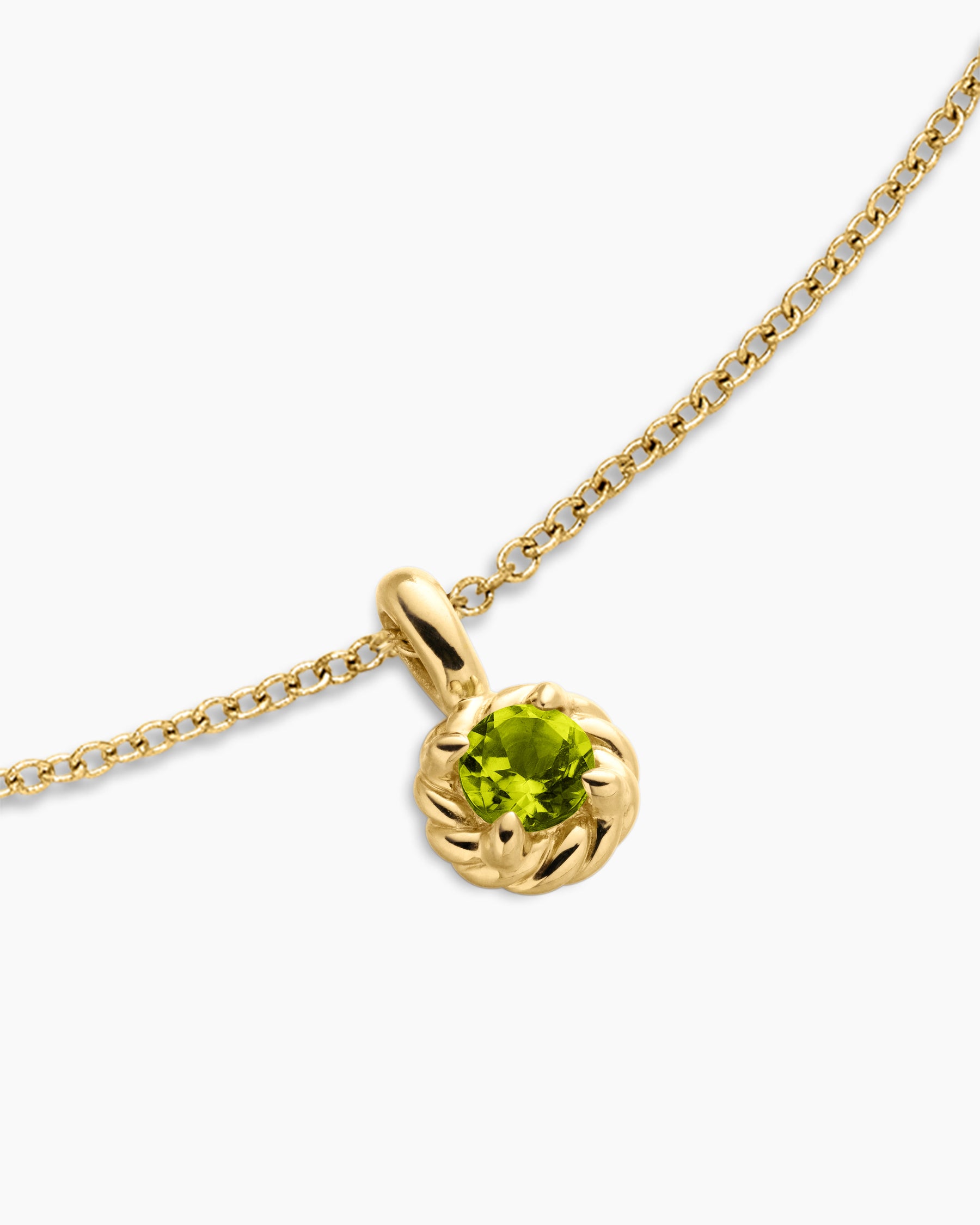 Cable Collectibles Teen Birthstone Necklace in 18K Yellow Gold with Peridot, 3mm - Image 4