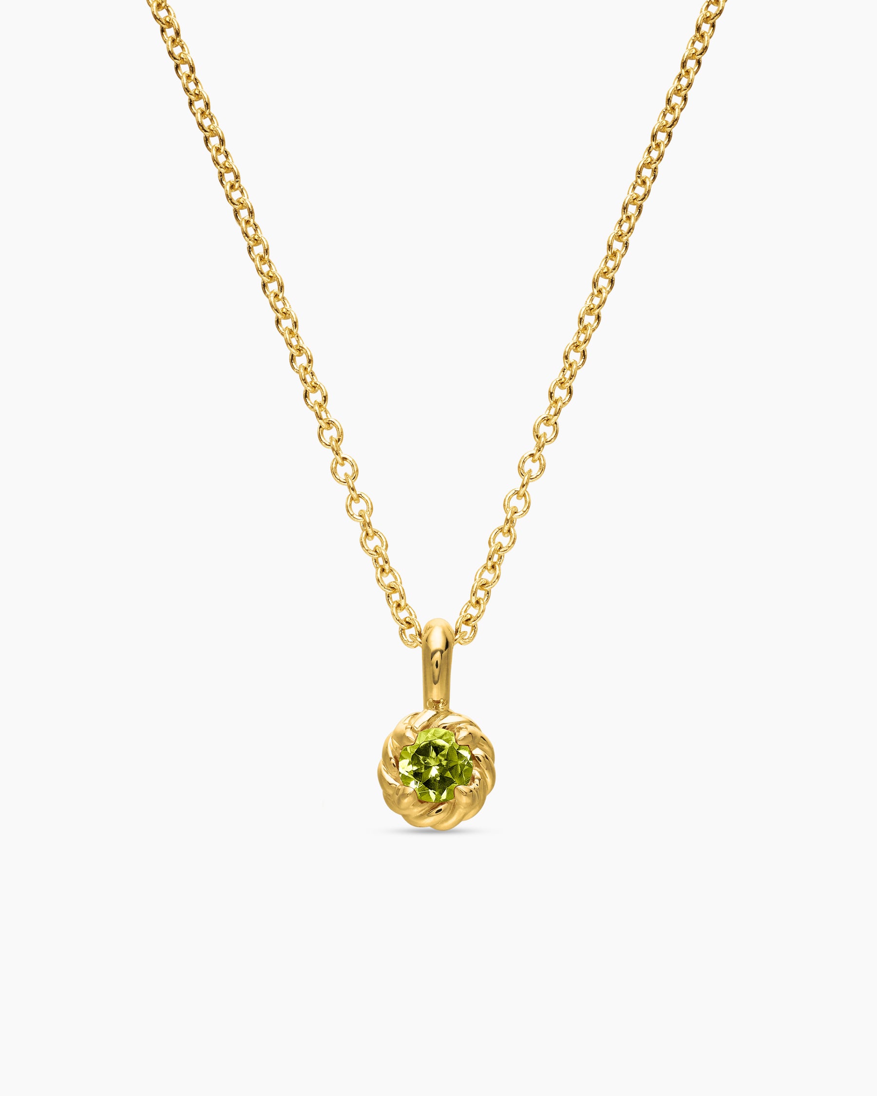 Cable Collectibles Teen Birthstone Necklace in 18K Yellow Gold with Peridot, 3mm