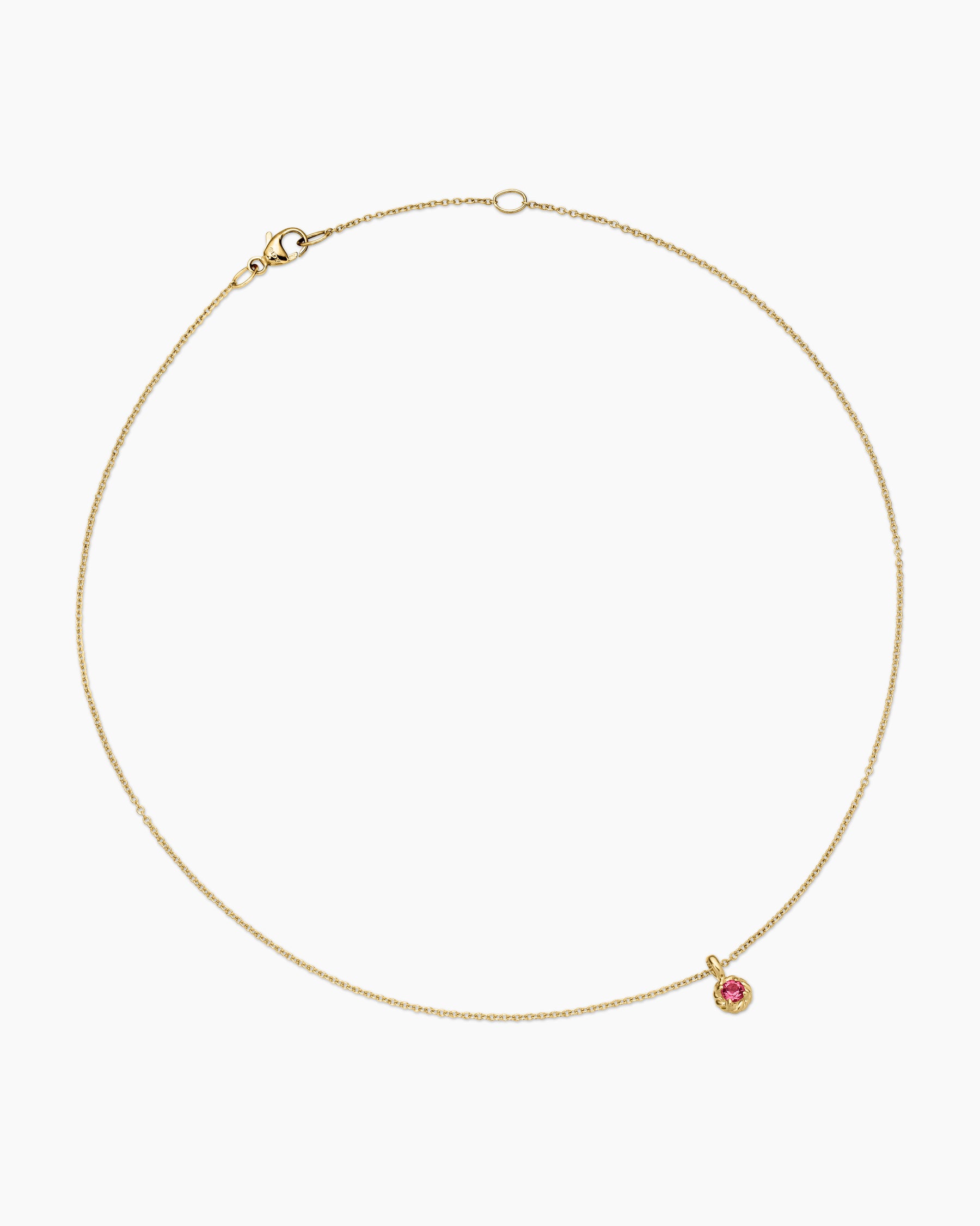 Alternative view of Cable Collectibles Teen Birthstone Necklace in 18K Yellow Gold with Pink Tourmaline, 3mm