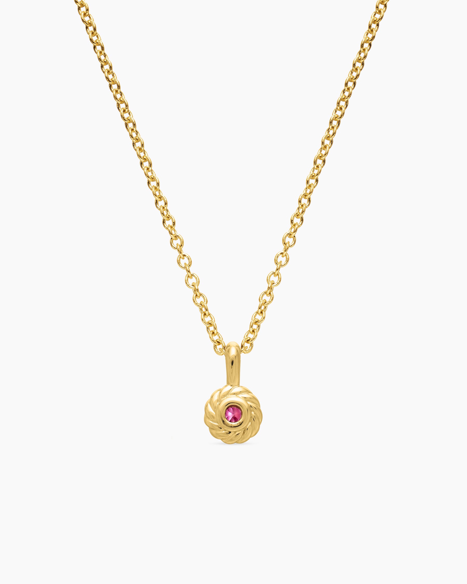 Cable Collectibles Teen Birthstone Necklace in 18K Yellow Gold with Pink Tourmaline, 3mm - Image 3