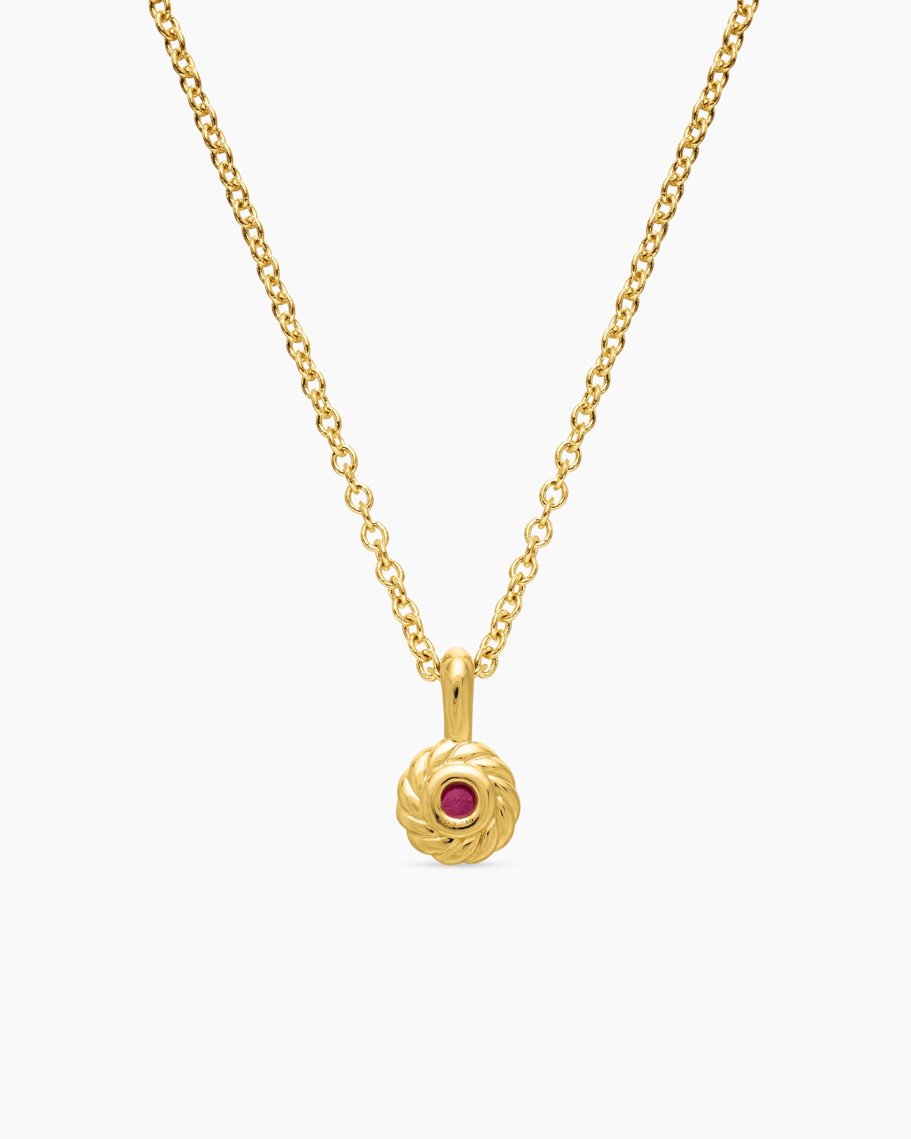 Cable Collectibles Teen Birthstone Necklace in 18K Yellow Gold with Ruby, 3mm - Image 3