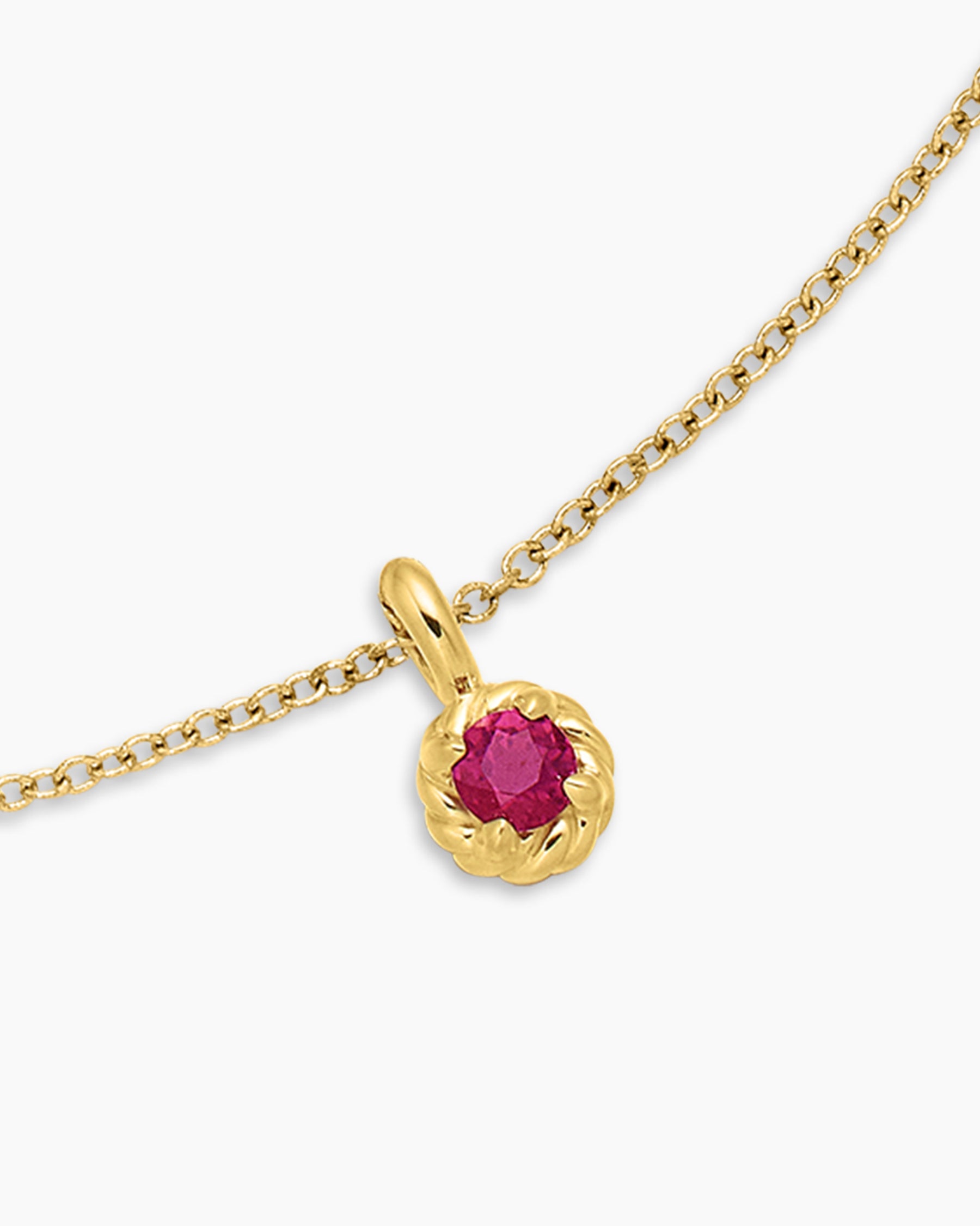 Cable Collectibles Teen Birthstone Necklace in 18K Yellow Gold with Ruby, 3mm - Image 4