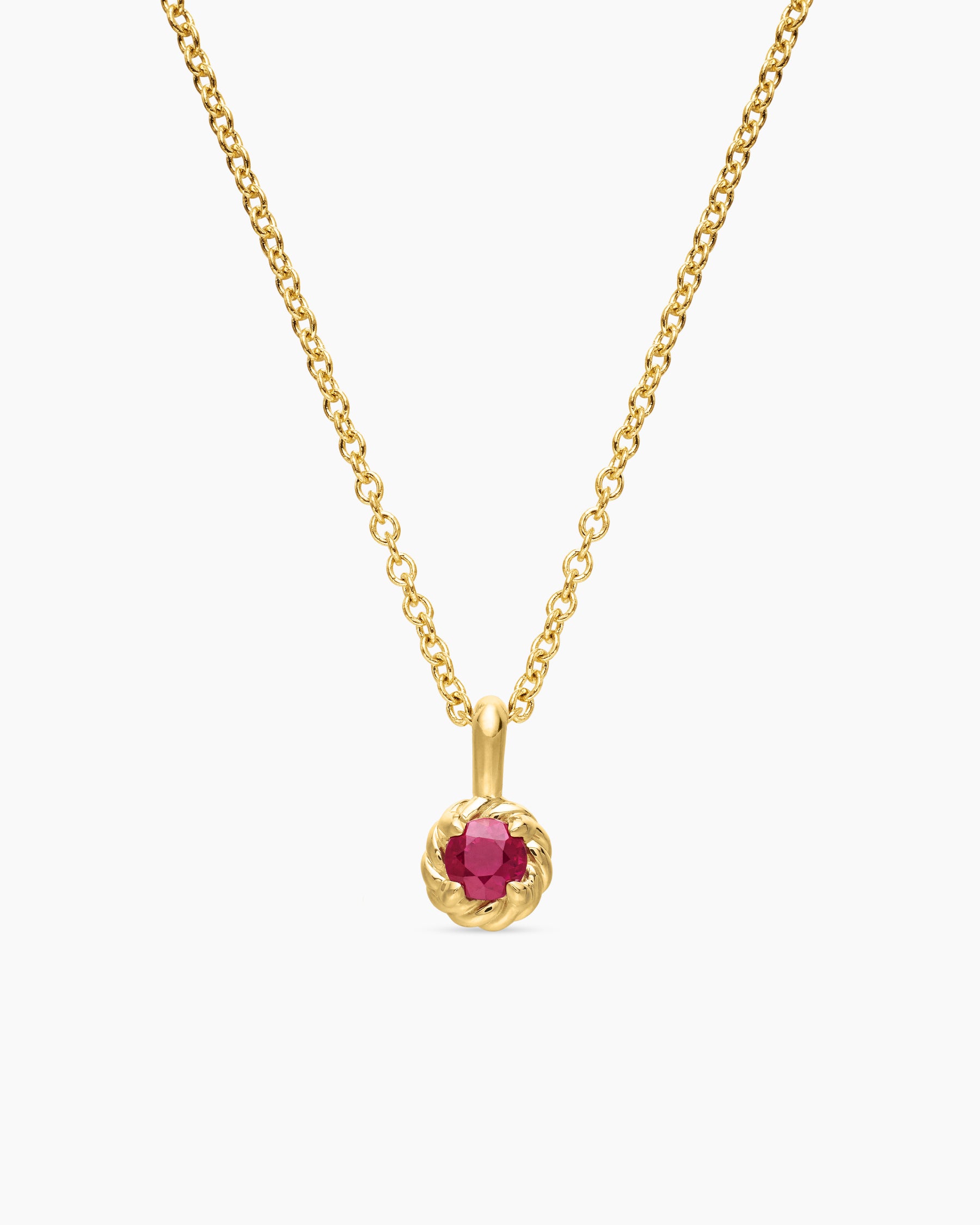 Cable Collectibles Teen Birthstone Necklace in 18K Yellow Gold with Ruby, 3mm