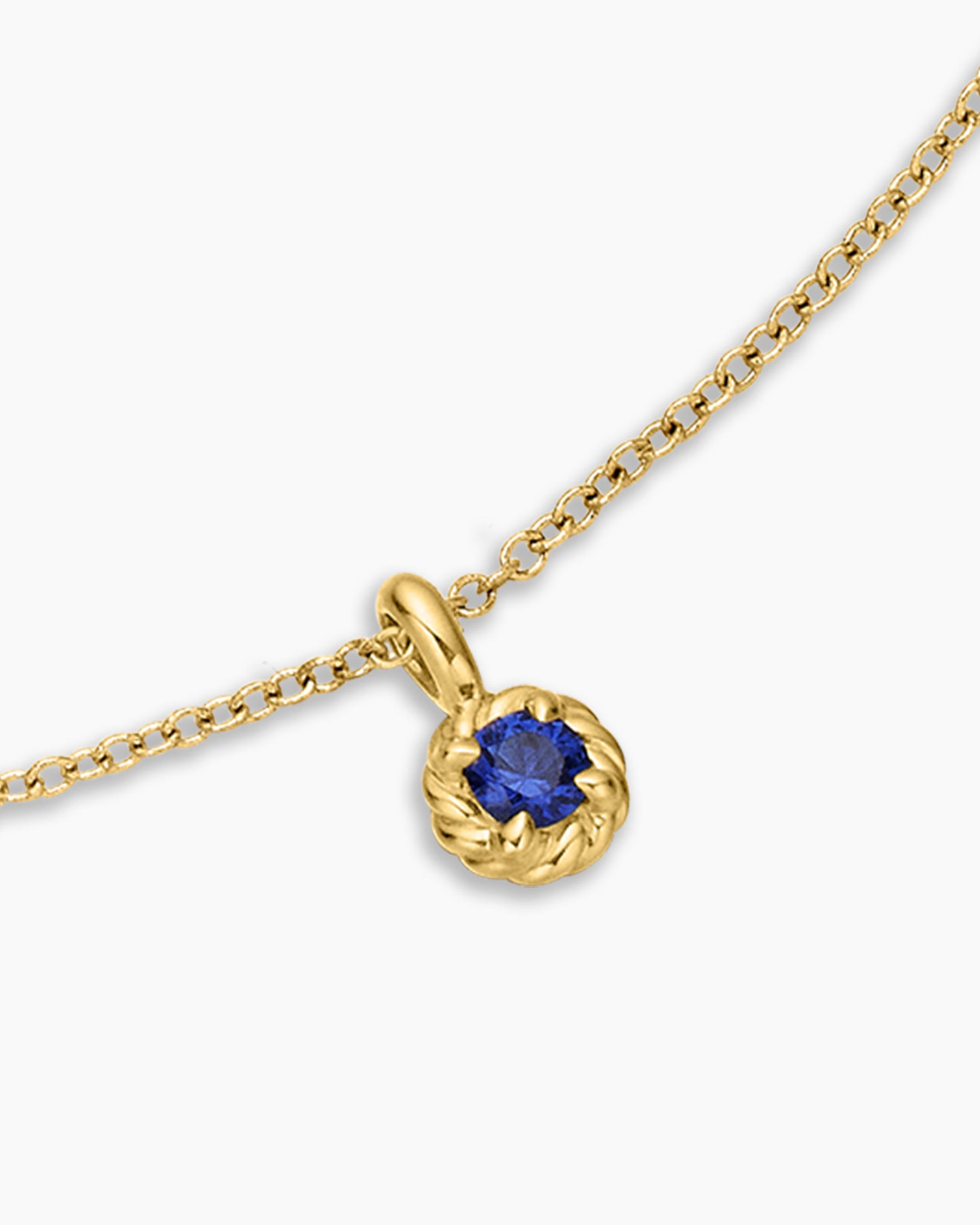 Cable Collectibles Teen Birthstone Necklace in 18K Yellow Gold with Sapphire, 3mm - Image 4