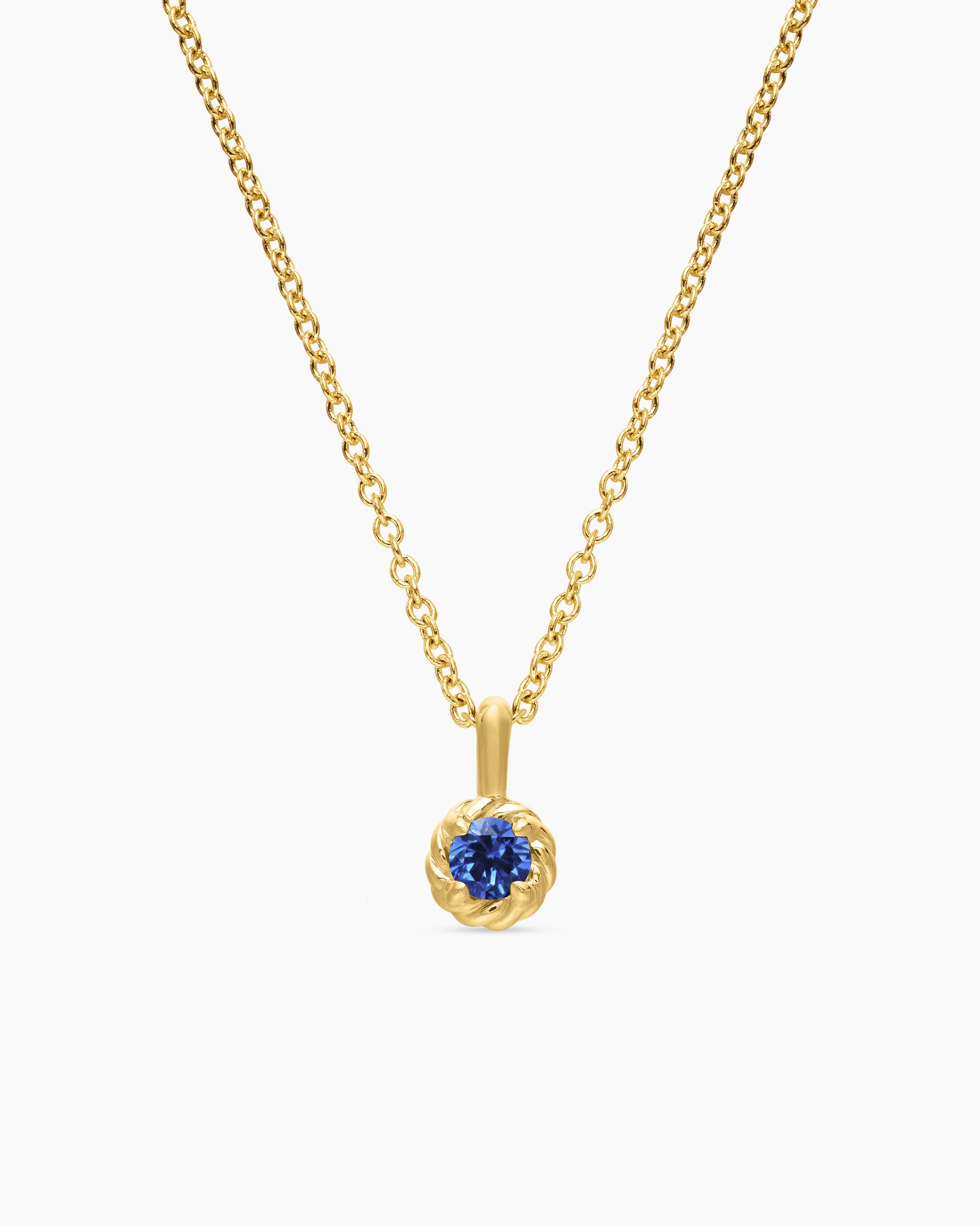 Cable Collectibles Teen Birthstone Necklace in 18K Yellow Gold with Sapphire, 3mm