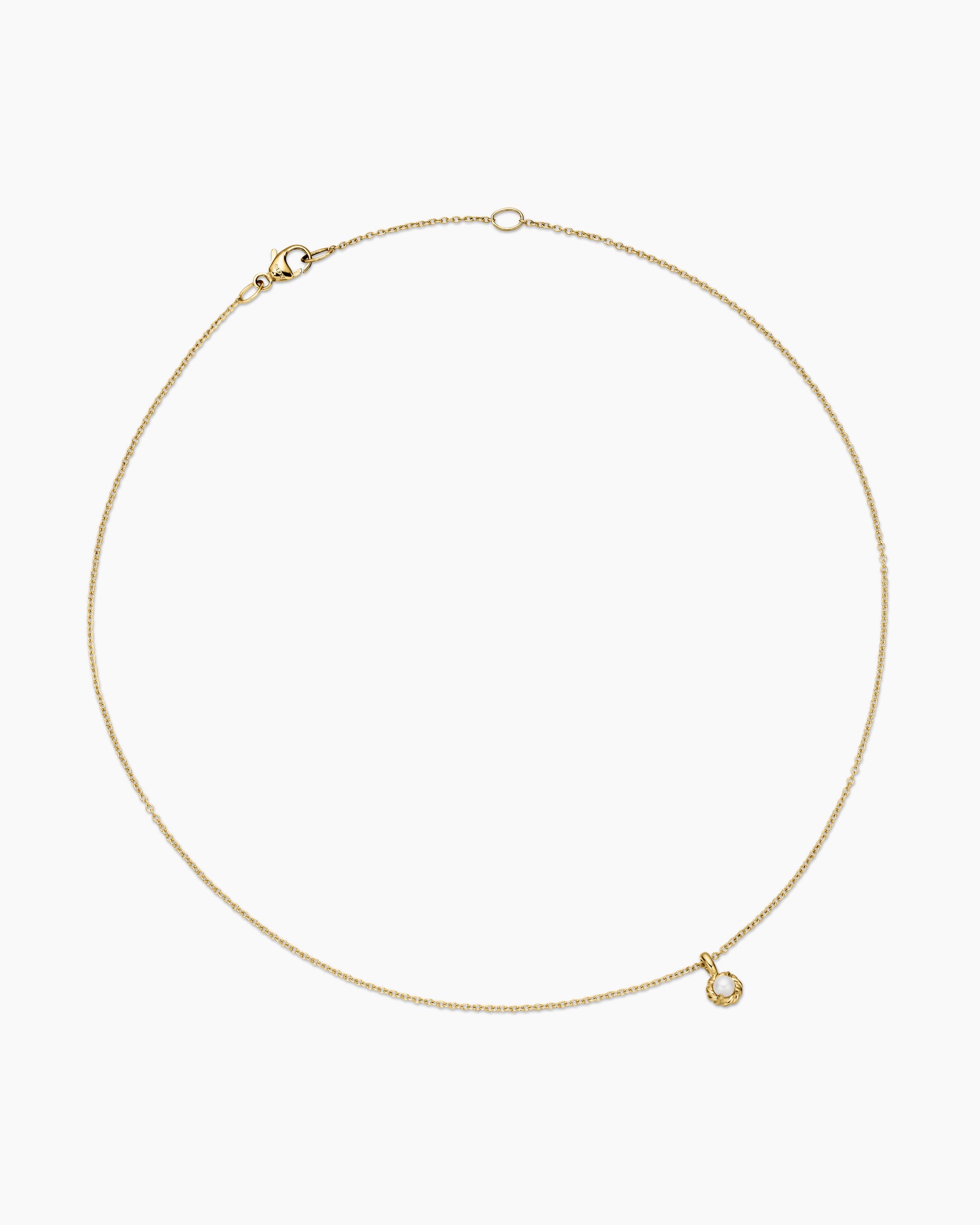 Alternative view of Cable Collectibles Teen Birthstone Necklace in 18K Yellow Gold with Pearl, 3mm