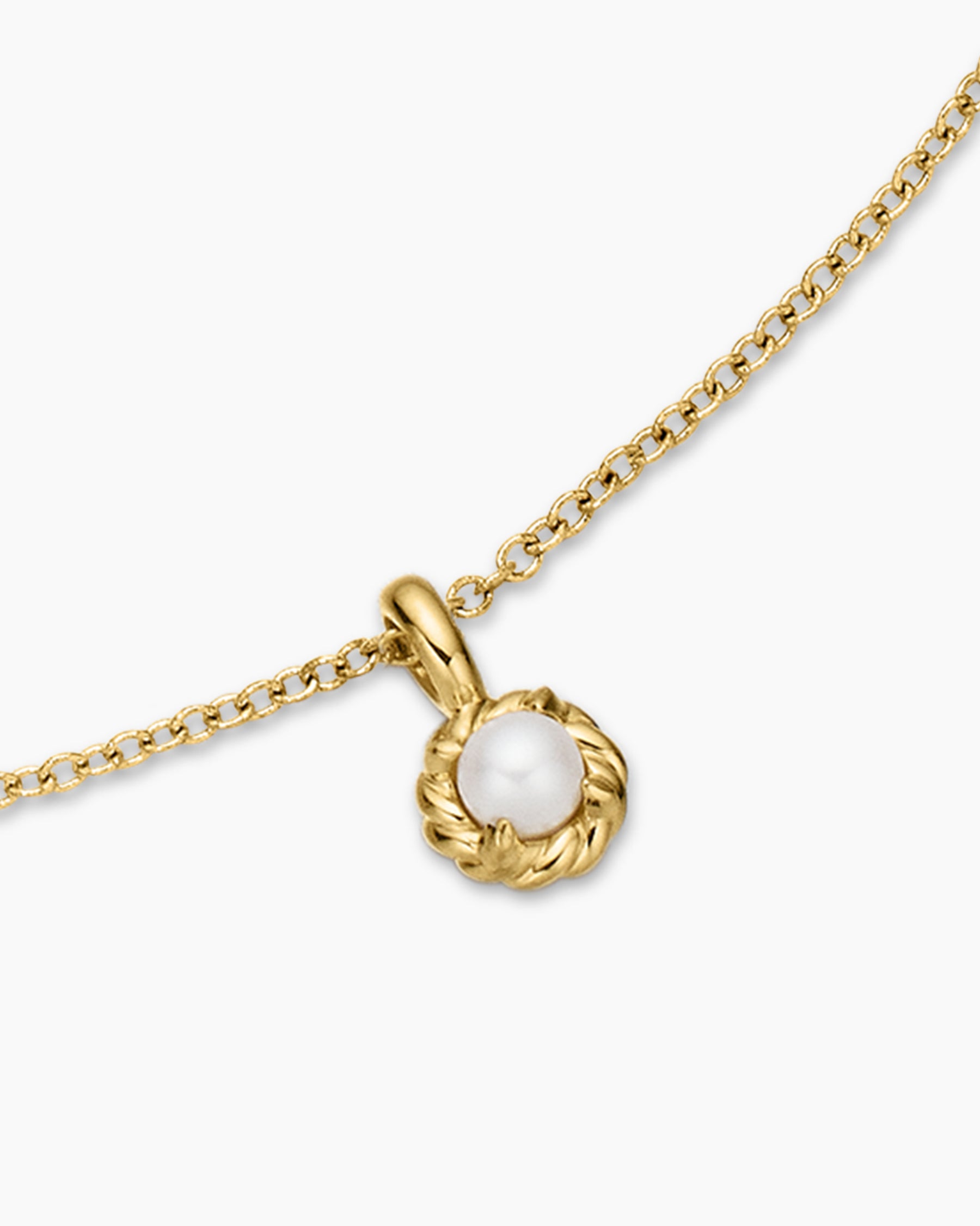 Cable Collectibles Teen Birthstone Necklace in 18K Yellow Gold with Pearl, 3mm - Image 4