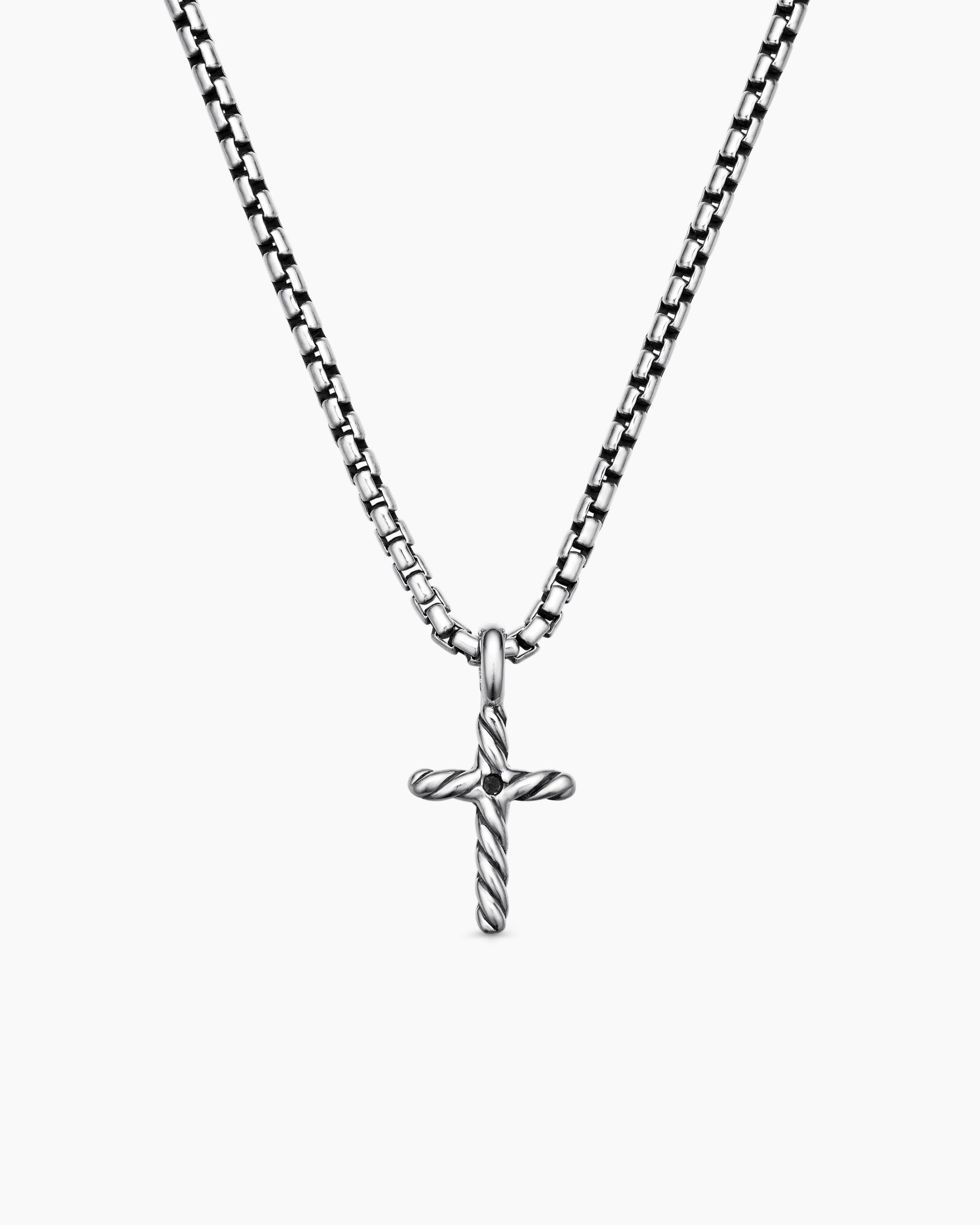 Cable Collectibles Teen Cross Necklace in Sterling Silver with Center Diamond - Image 3