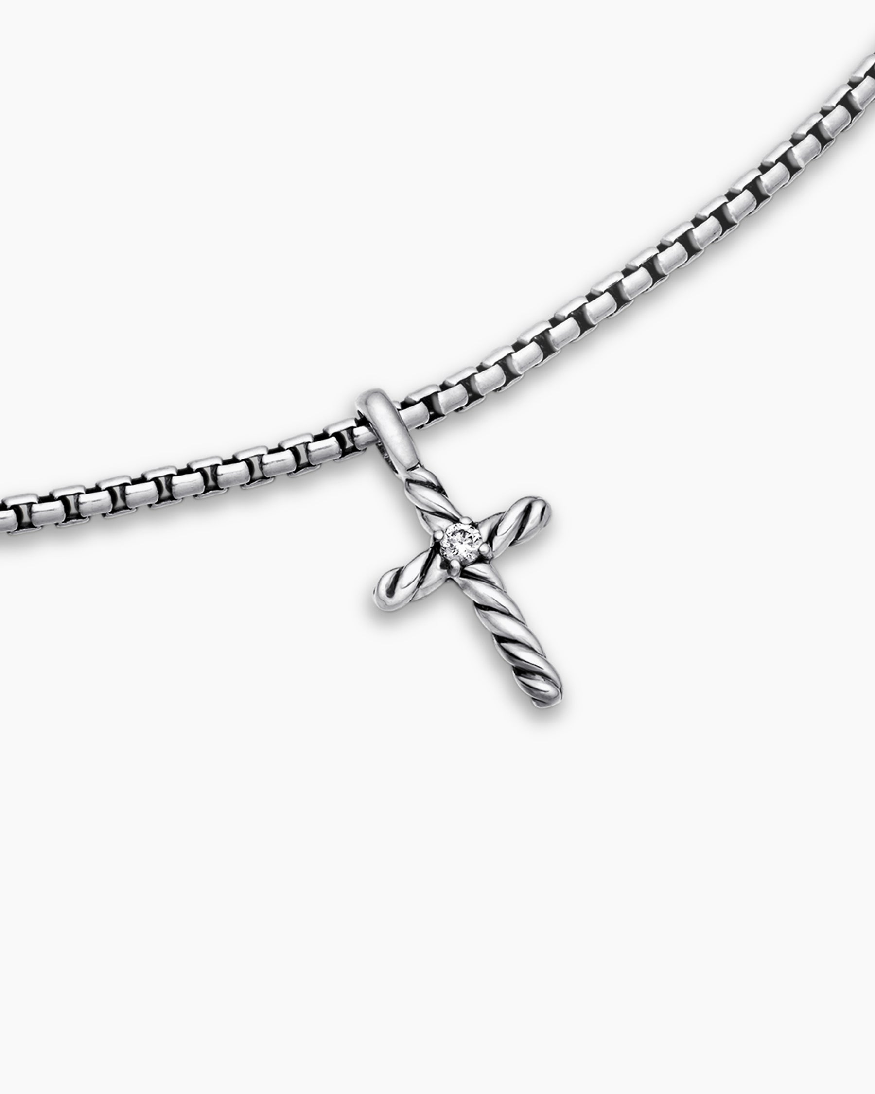 Cable Collectibles Teen Cross Necklace in Sterling Silver with Center Diamond - Image 4
