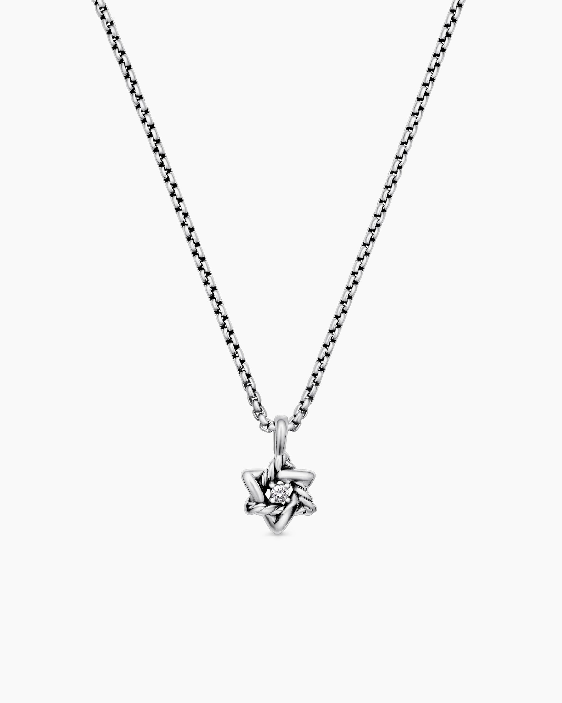 Cable Collectibles Teen Star of David Necklace in Sterling Silver with Center Diamond