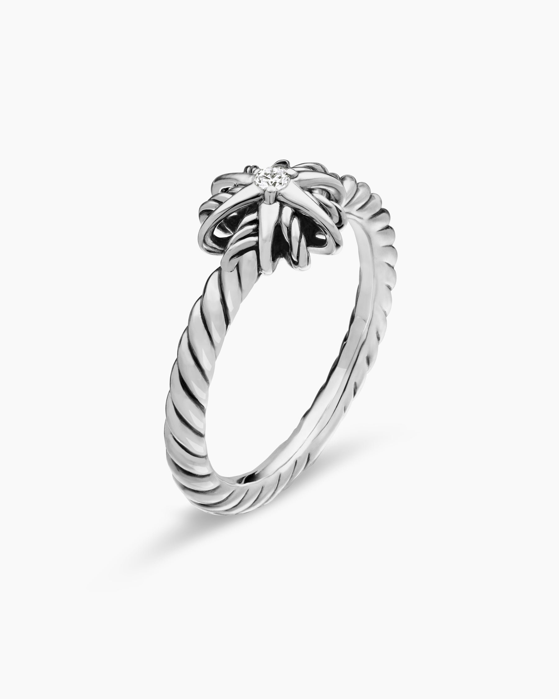Alternative view of Starburst Teen Ring in Sterling Silver with Center Diamond, 8mm