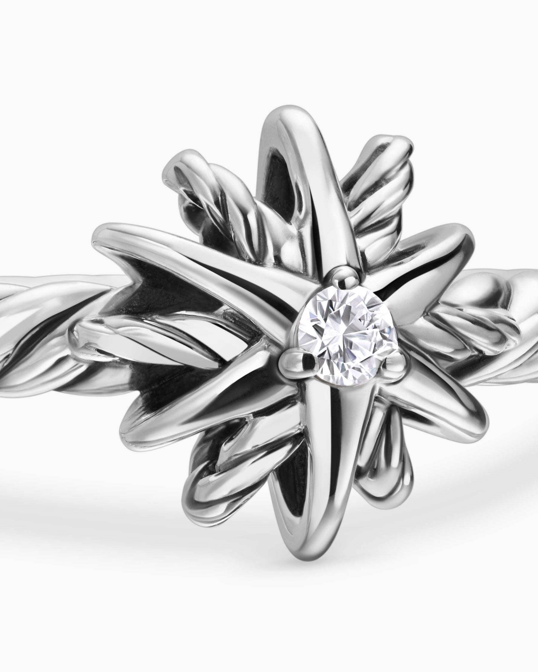 Starburst Teen Ring in Sterling Silver with Center Diamond, 8mm - Image 6